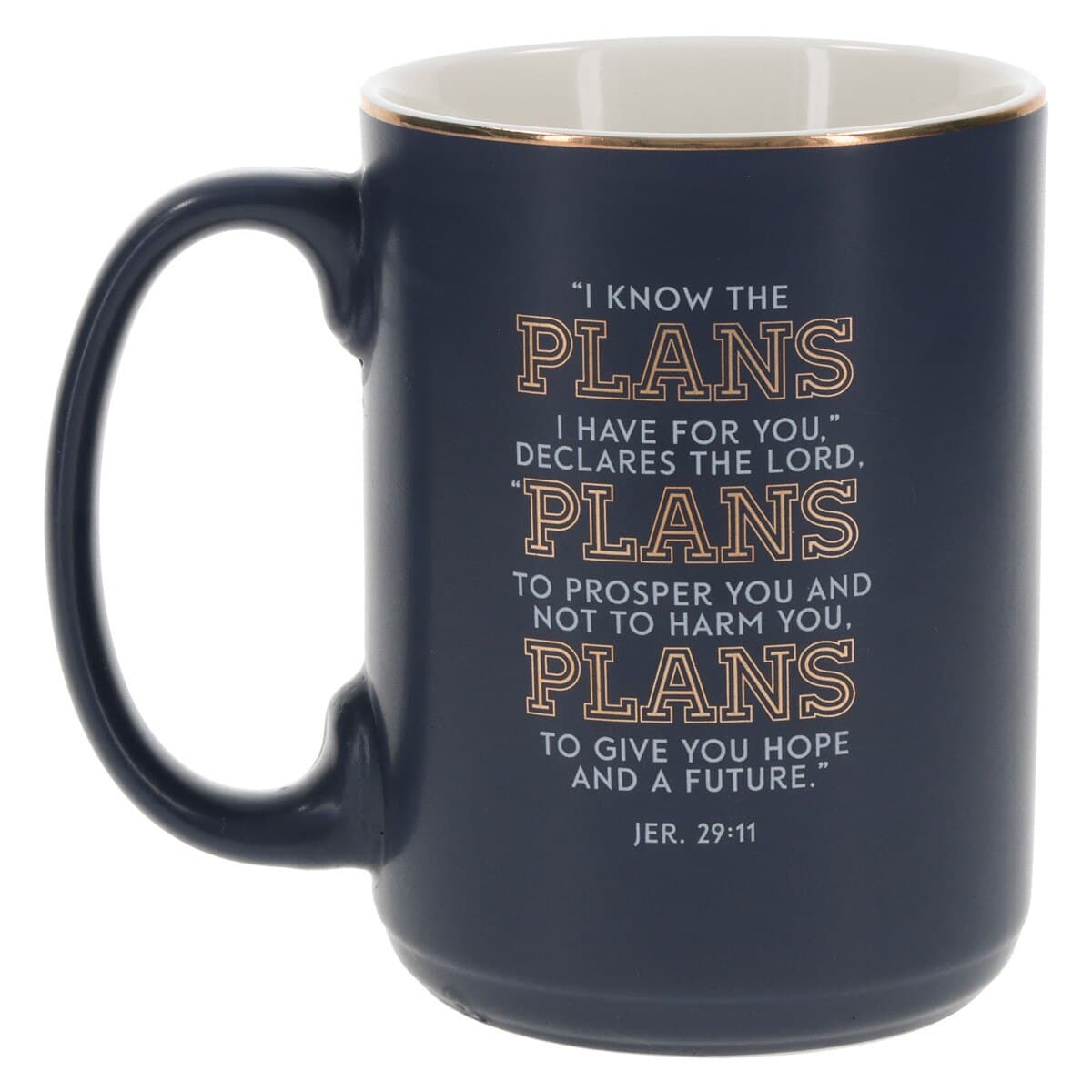 The Plans - Jeremiah 29:11 Modern Blue Grid Ceramic Coffee Mug, picture 2