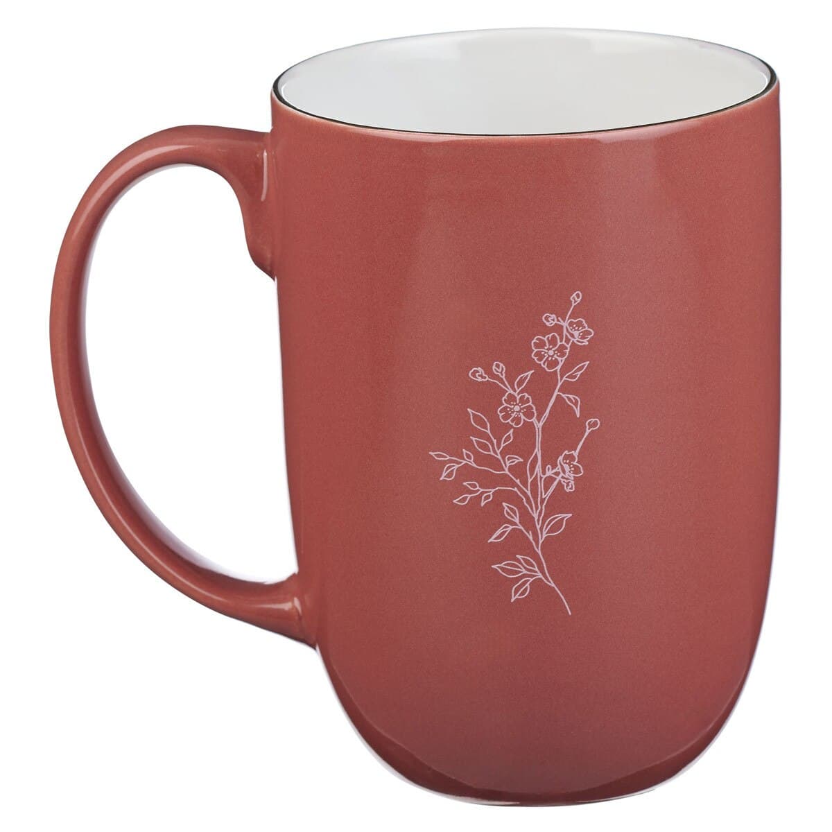Trust - Proverbs 3:5 Coral Rose Floral Ceramic Coffee Mug, picture 2