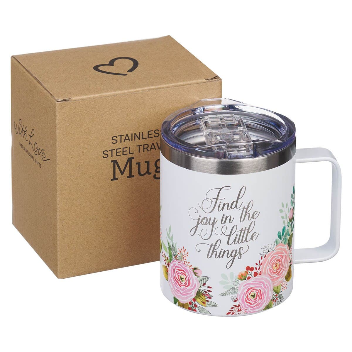 Find Joy Pink Floral Camp-style Stainless Steel Mug, picture 3