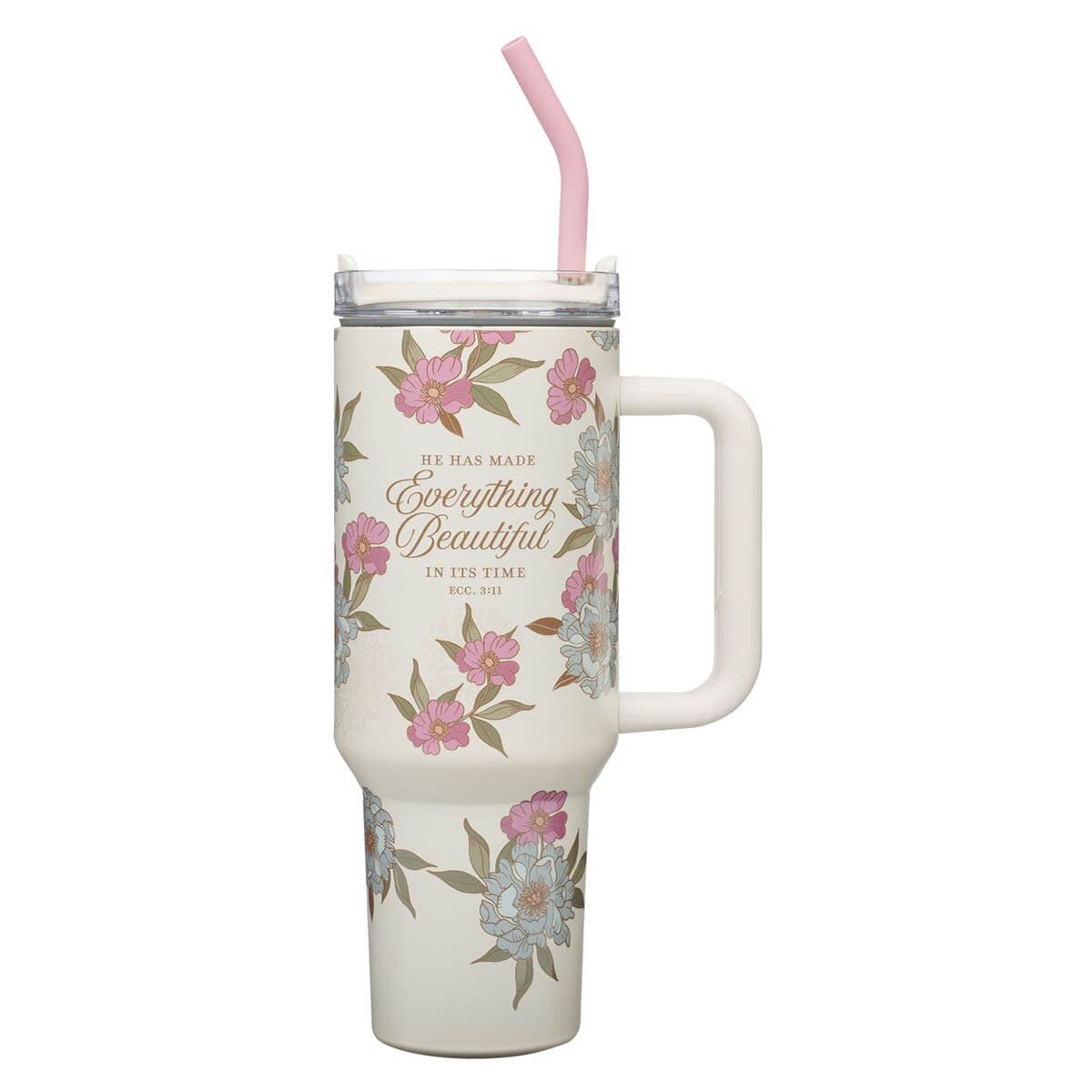 Everything Beautiful - Ecclesiastes 3:11 Whimsical Blooms 40 oz Stainless Steel Travel Tumbler