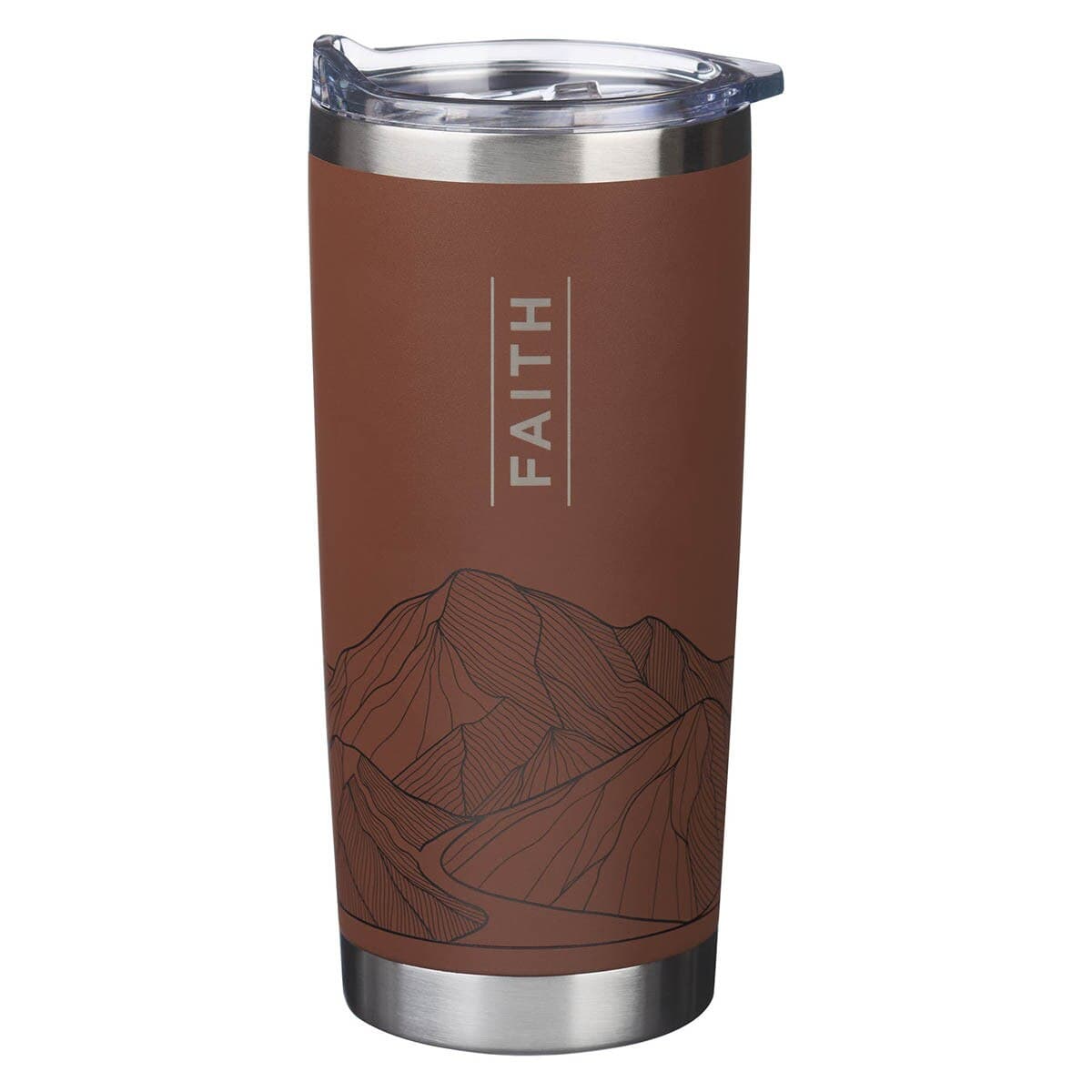 Faith - Matthew 17:20 Brown Stainless Steel Travel Tumbler