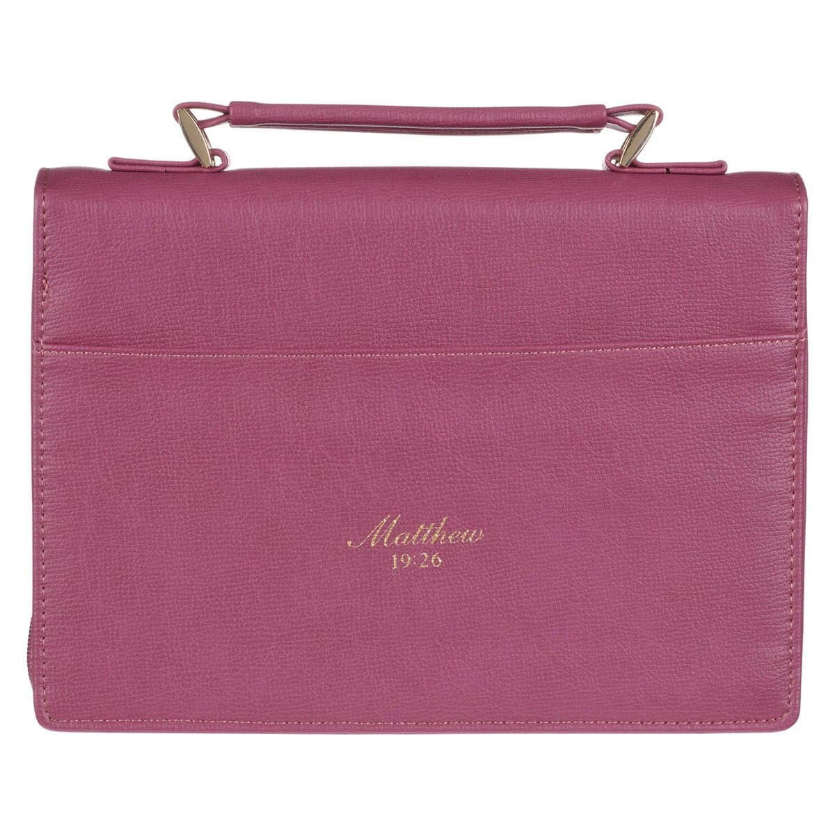 All Things Are Possible – Matthew 19:26 Vintage Dusty Rose Faux Leather Fashion Bible Case (Large), picture 3
