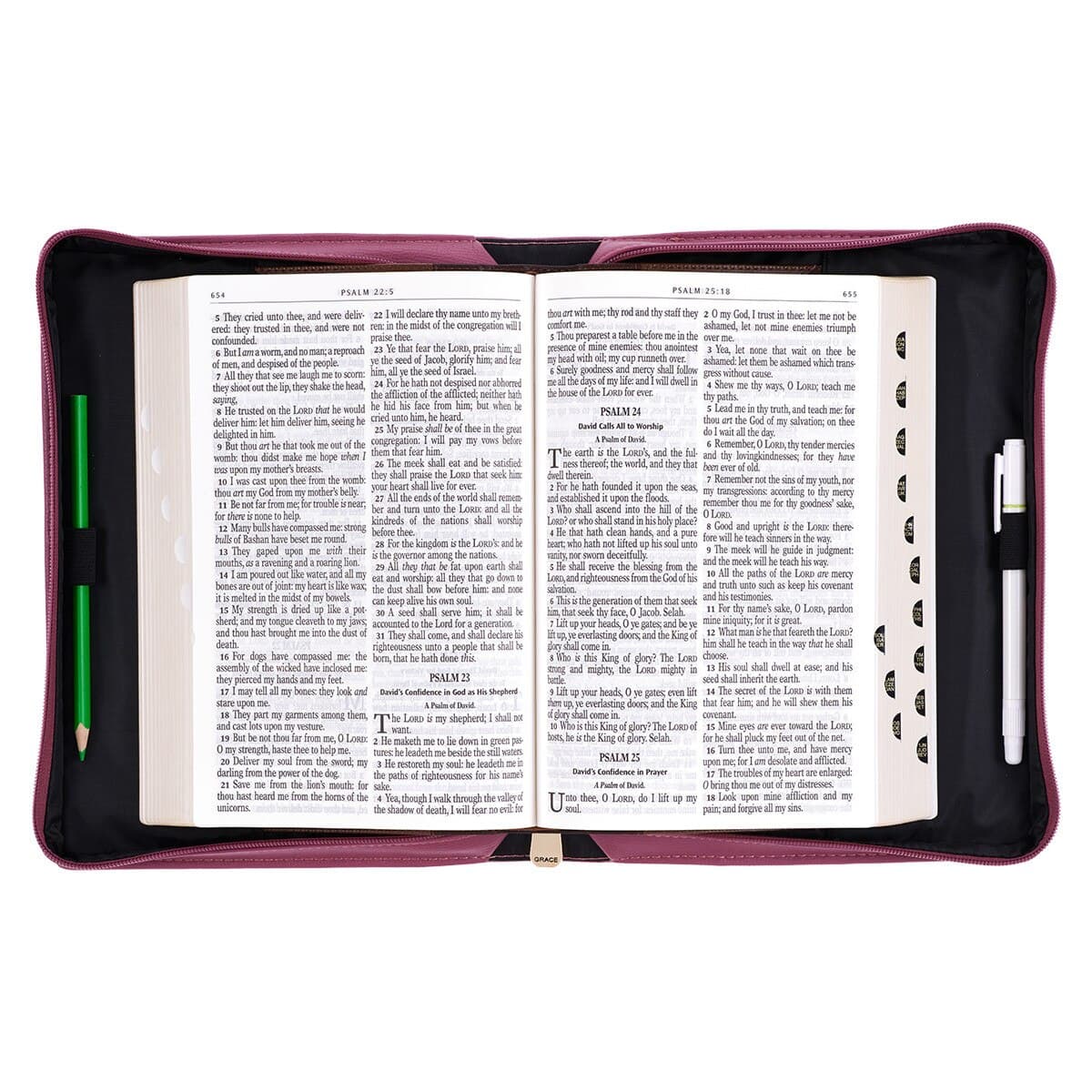 All Things Are Possible – Matthew 19:26 Vintage Dusty Rose Faux Leather Fashion Bible Case (Large), picture 4