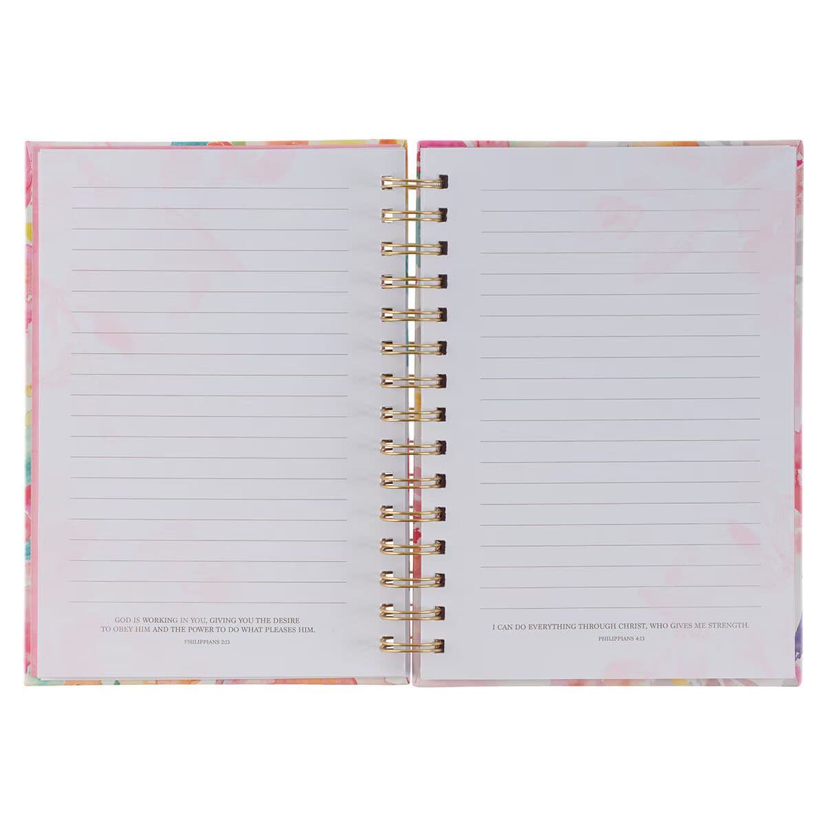 All Things Through Christ - Philippians 4:13 Multi-colored Floral Large Spiral Journal, picture 4