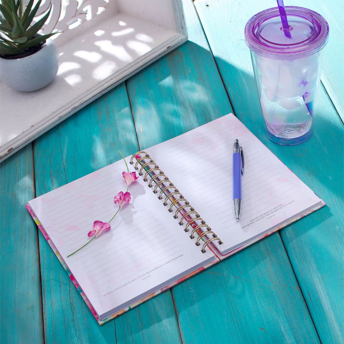 All Things Through Christ - Philippians 4:13 Multi-colored Floral Large Spiral Journal, picture 5