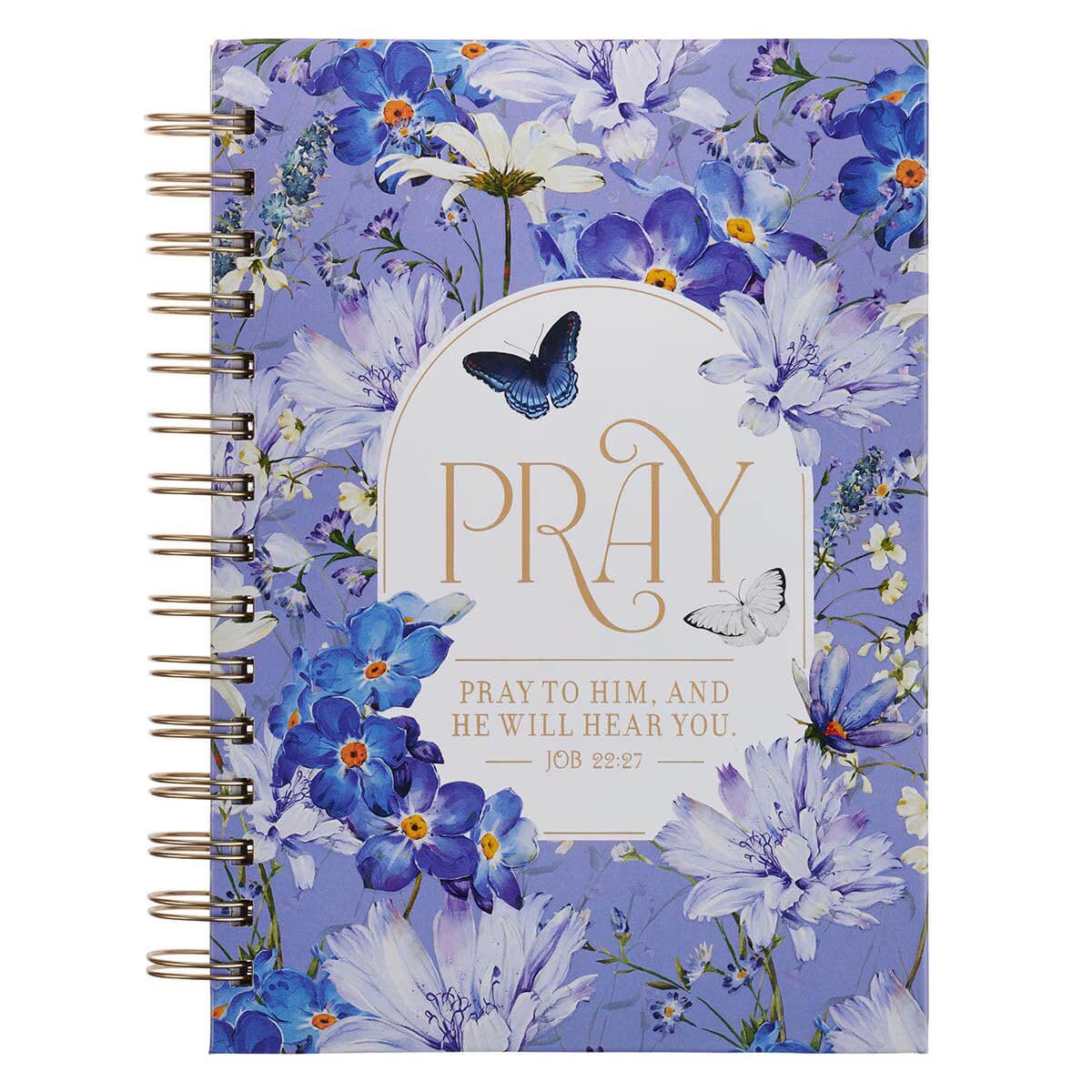 Pray - Job 22:27 Blue Blooms Spiral Journal