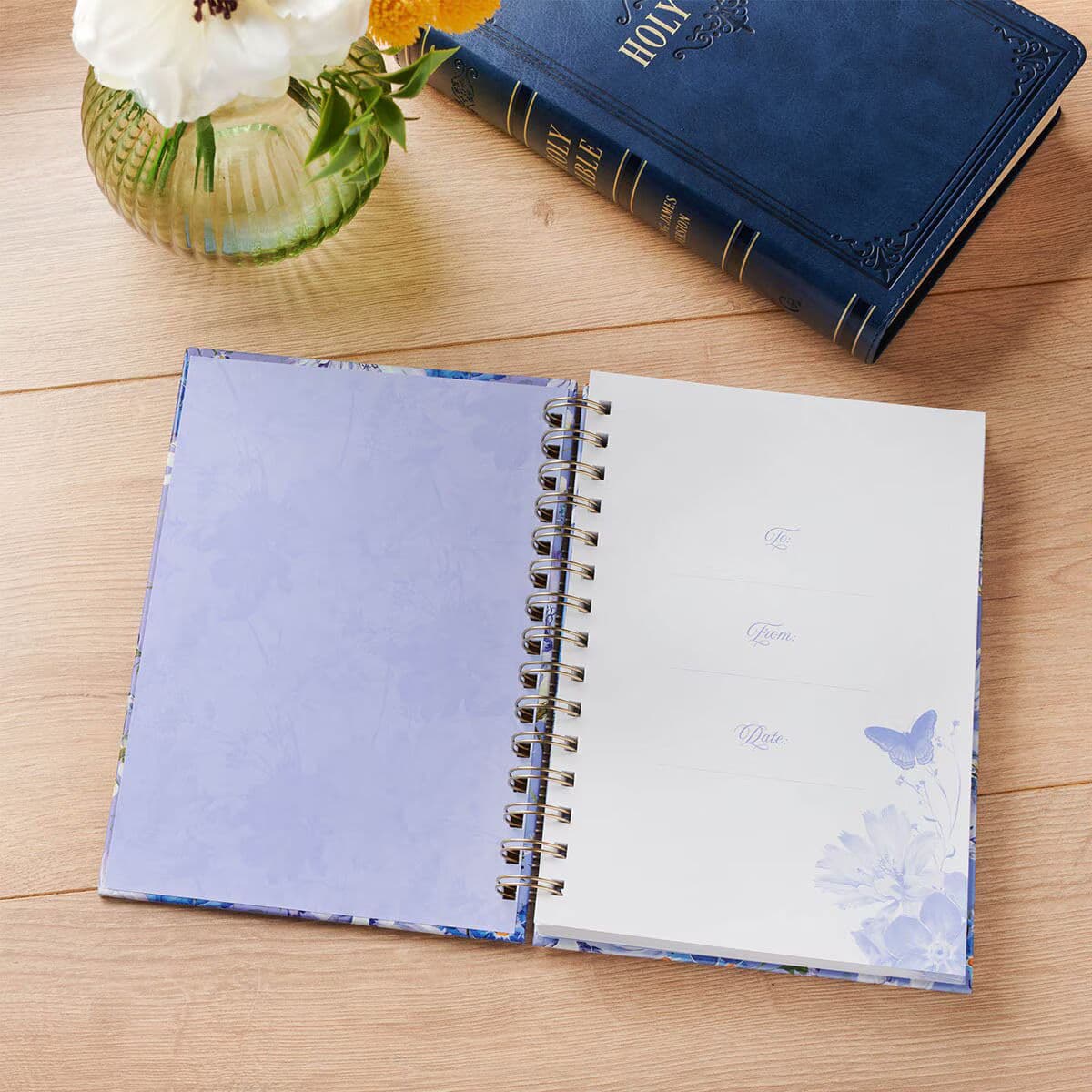 Pray - Job 22:27 Blue Blooms Spiral Journal, picture 3