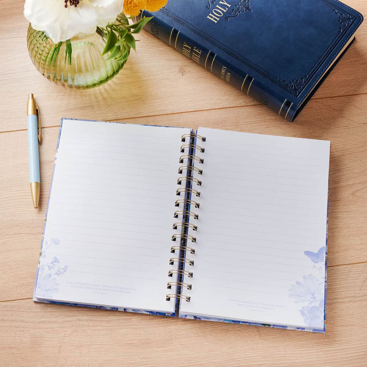 Pray - Job 22:27 Blue Blooms Spiral Journal, picture 4