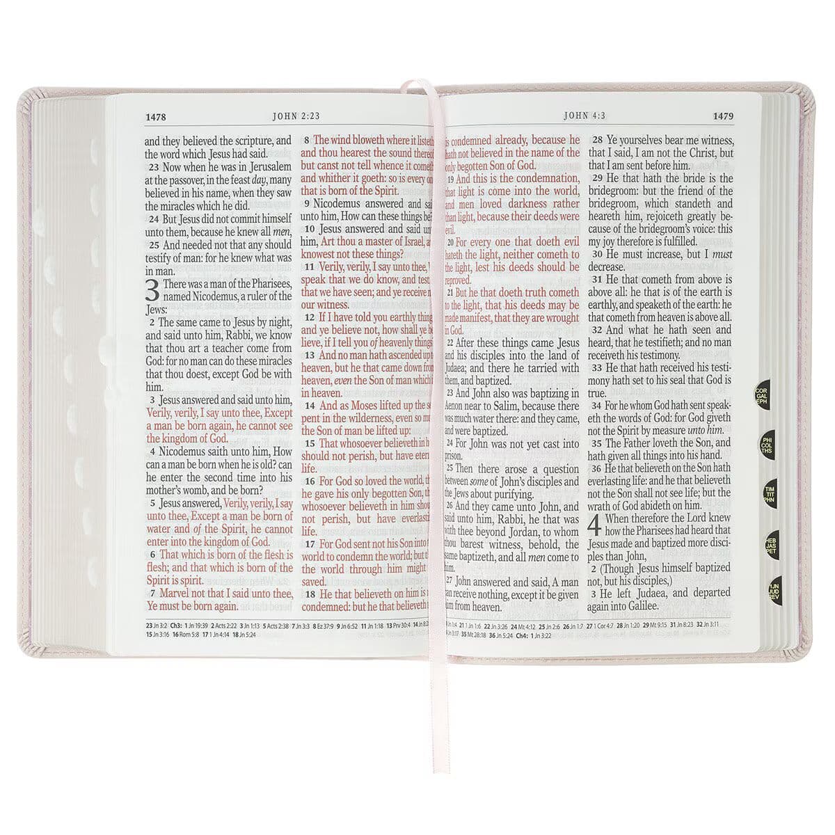 Blush Floral Faux Leather Standard-size Giant Print KJV Bible Thumb Index, picture 6