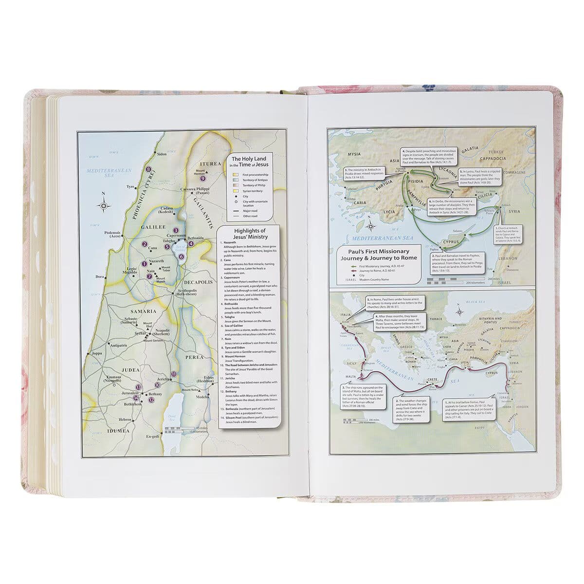 Pink Floral Faux Leather Giant Print Standard-Size King James Version Bible with Thumb Index, picture 5