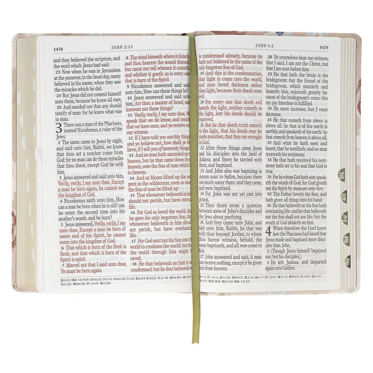 Pink Floral Faux Leather Giant Print Standard-Size King James Version Bible with Thumb Index, picture 6