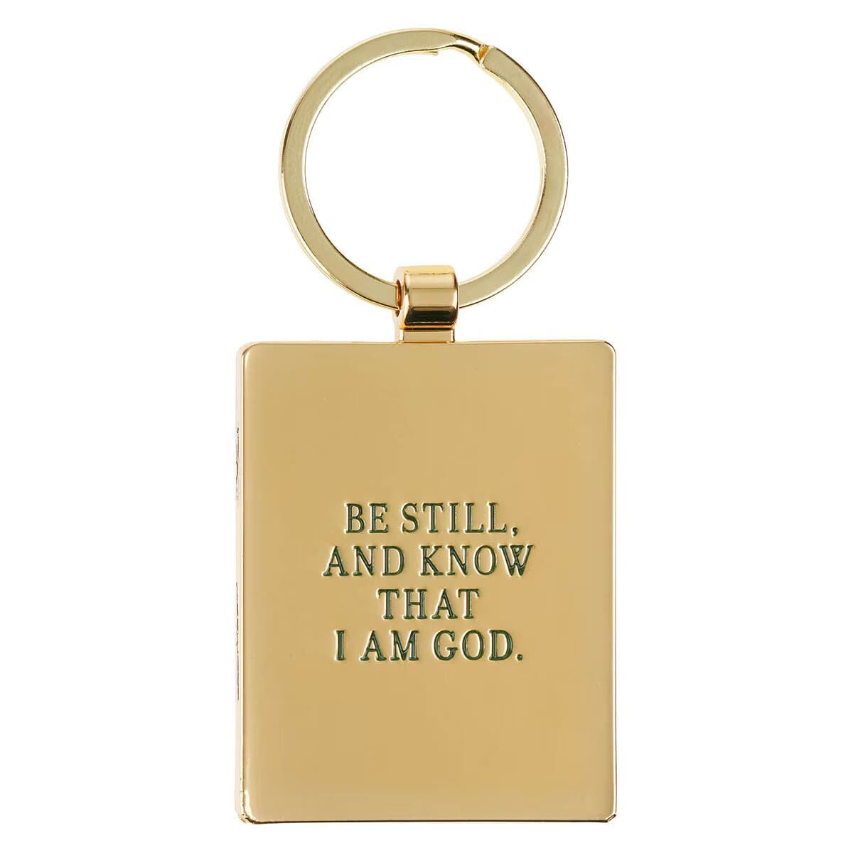 Be Still - Psalm 46:10 Green Epoxy-filled Metal Keychain, picture 2