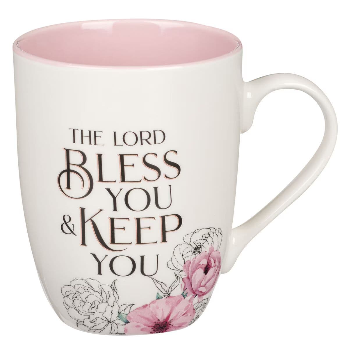 Bless You and Keep You - Numbers 6:24 Pink Floral Ceramic Coffee Mug