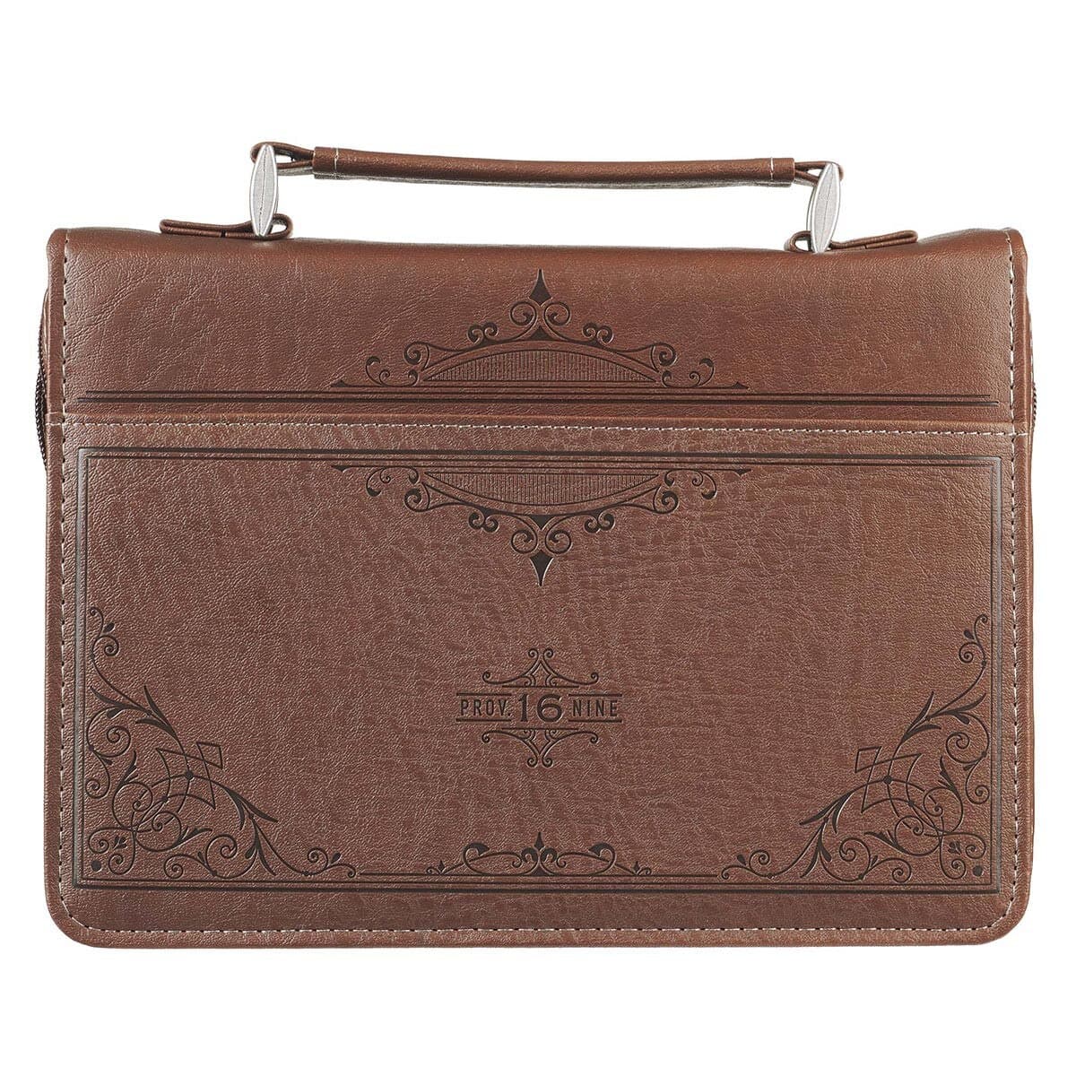 A Man's Heart - Proverbs 16:9 Brown Faux Leather Classic Bible Case (Large), picture 2