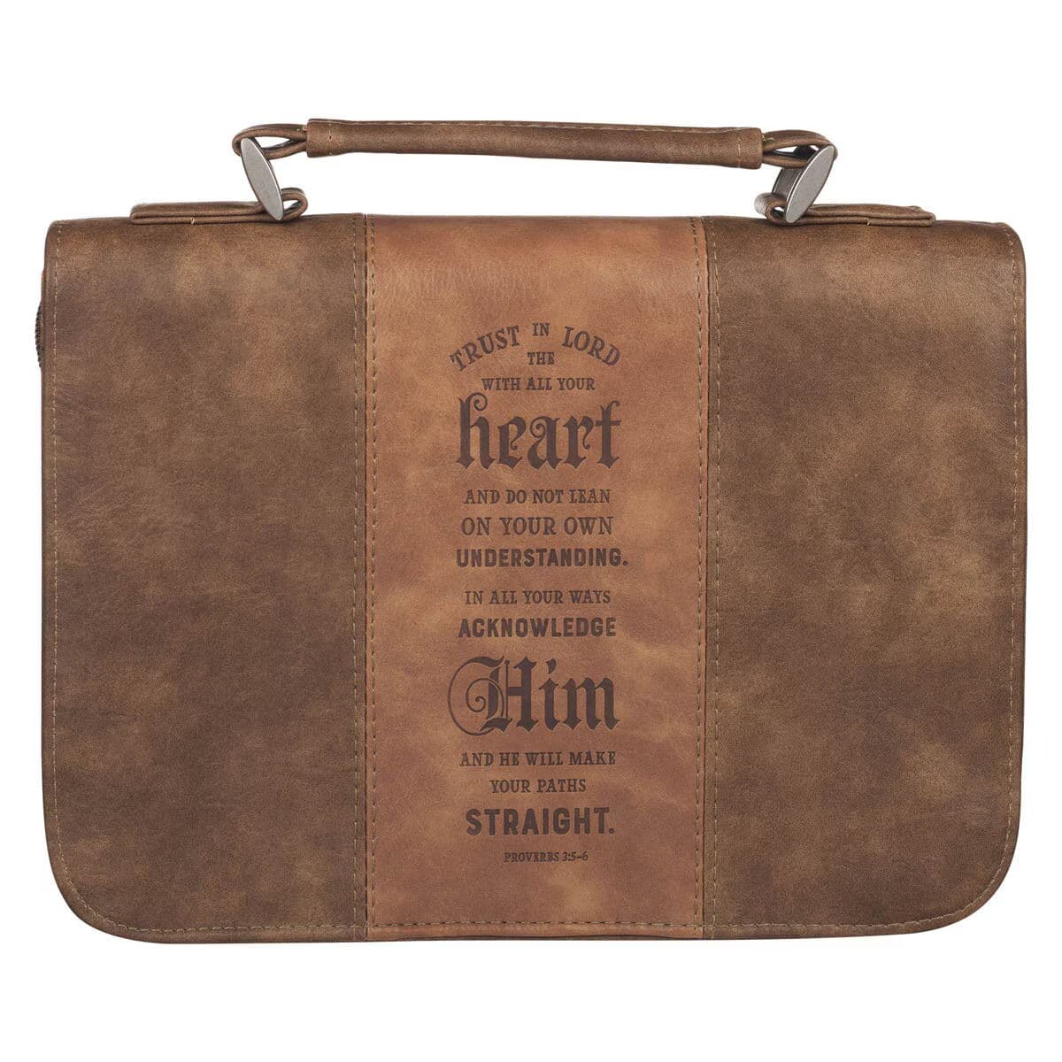 Trust In The Lord - Proverbs 3:5 Two-Tone Brown Classic Faux Leather Bible Case