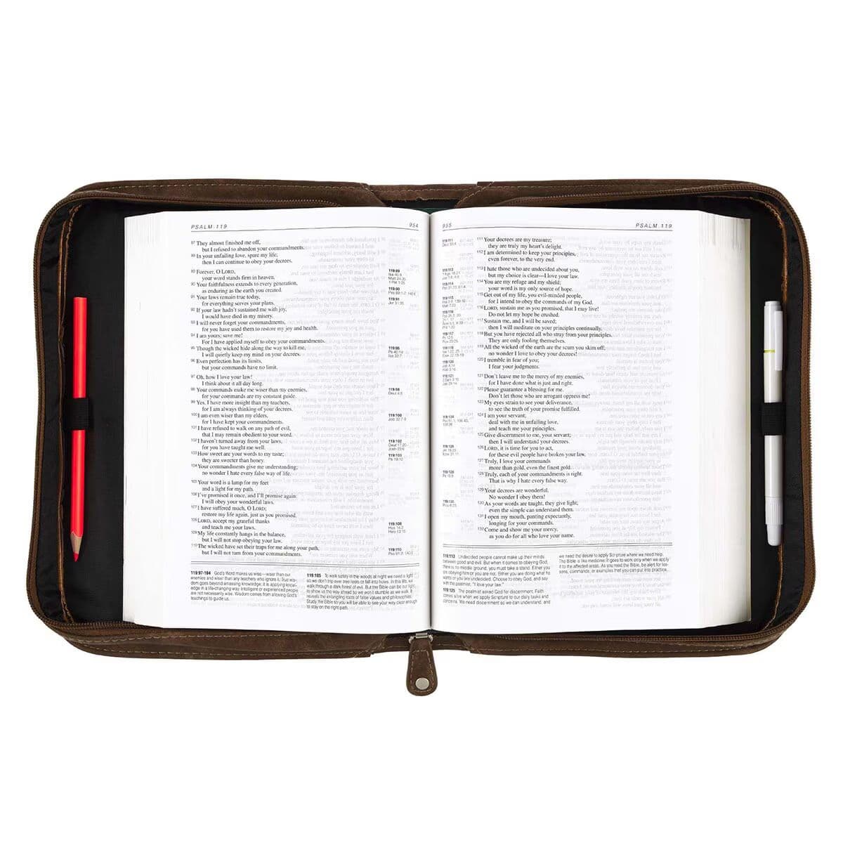 Trust In The Lord - Proverbs 3:5 Two-Tone Brown Classic Faux Leather Bible Case, picture 6
