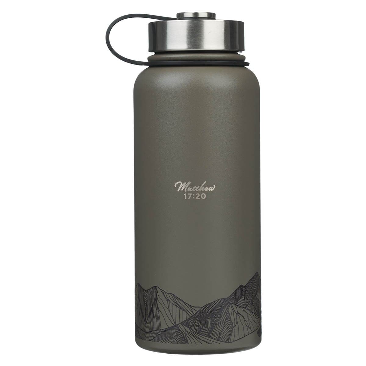 Faith - Matthew 17:20 Dusty Brown Stainless Steel Water Bottle, picture 2