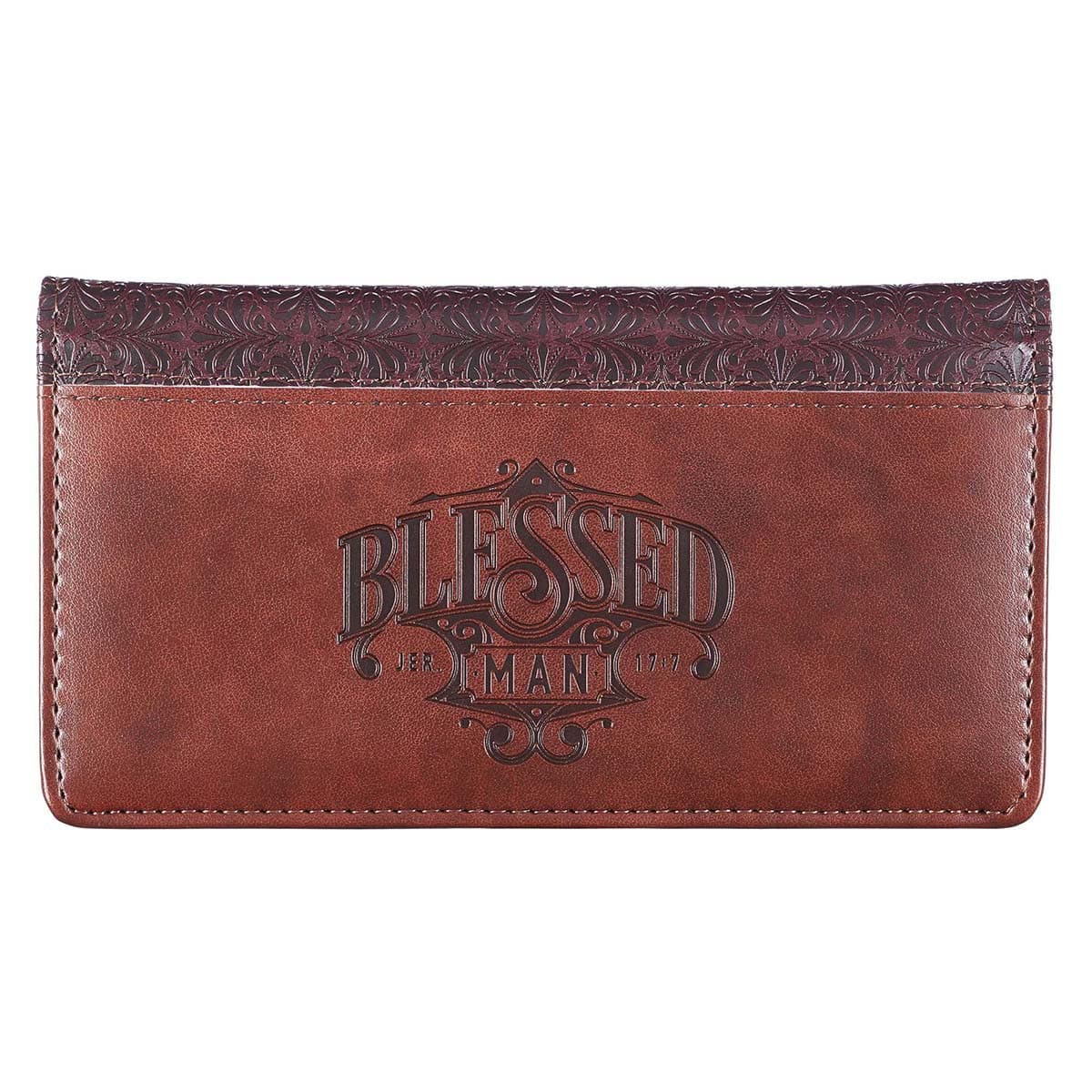 Blessed Man Two-tone Brown Faux Leather - Jeremiah 17:7 -- Checkbook Cover
