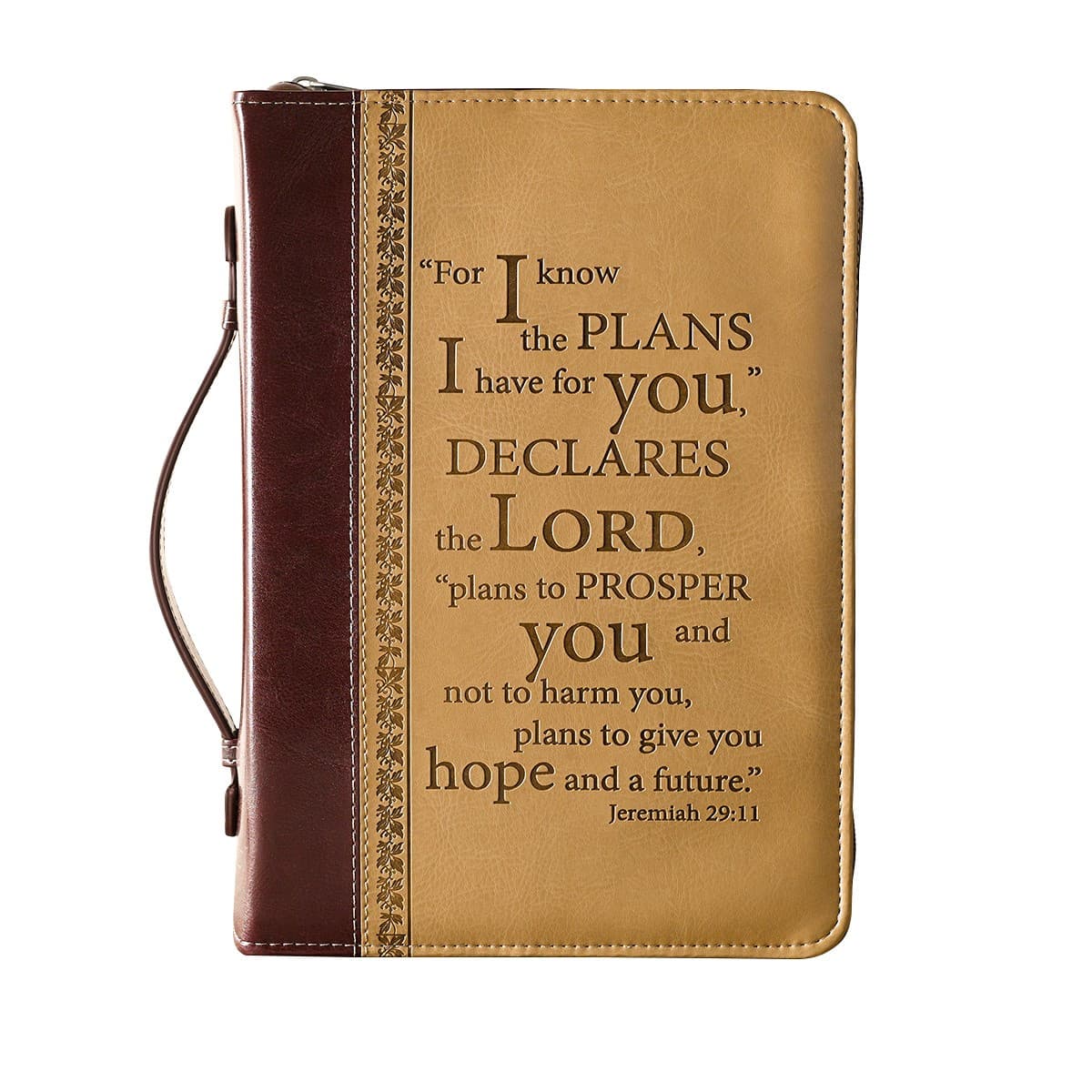 I Know the Plans Two-tone Brown Faux Leather Classic Extra Large Bible Case - Jeremiah 29:11