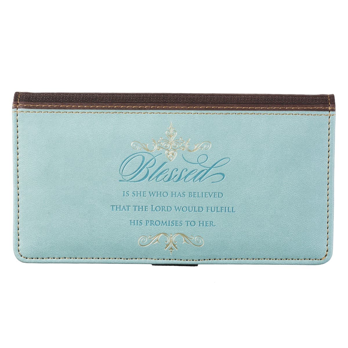 Blessed - Luke 1:45 Blue Faux Leather Checkbook Cover