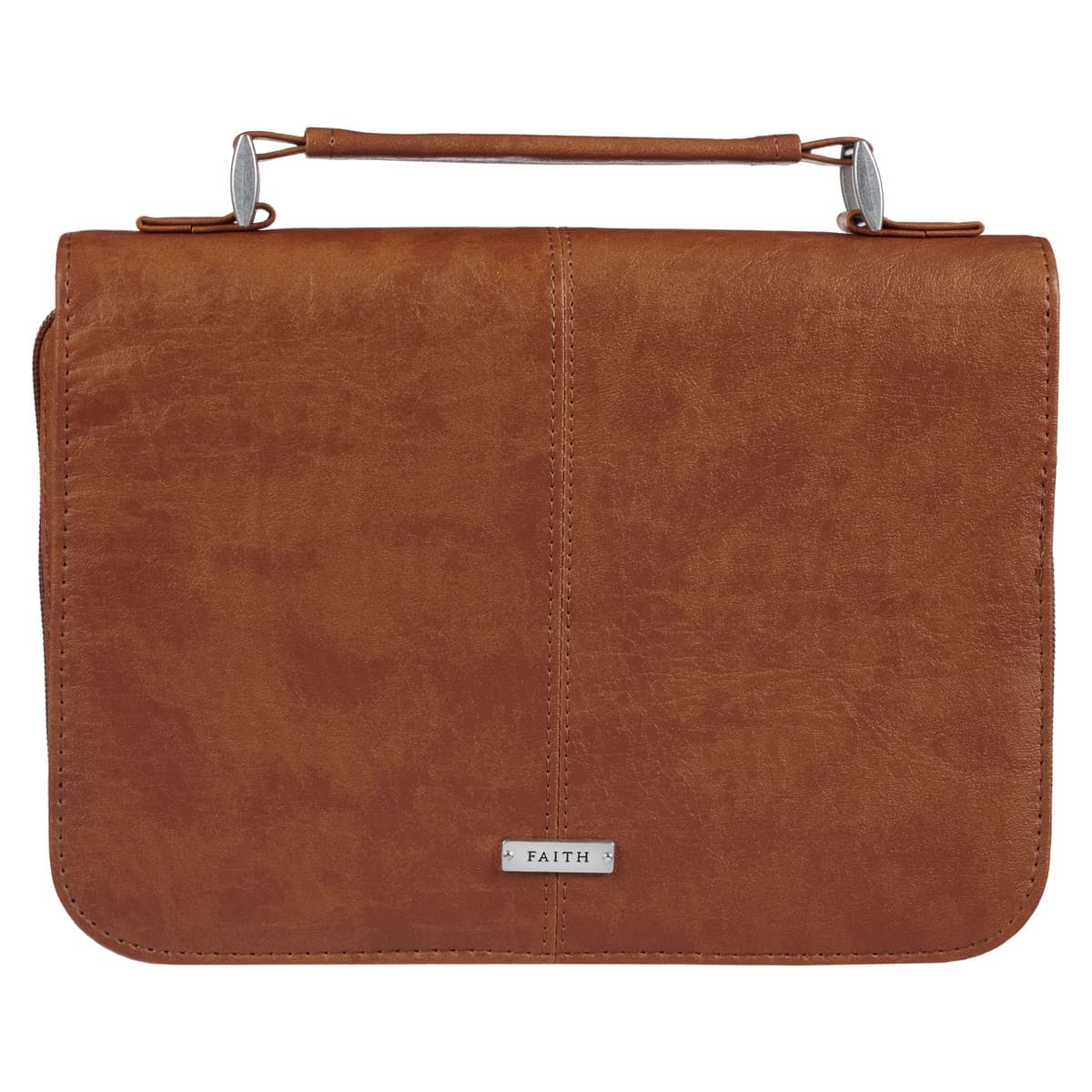 Faith Brown Faux Leather Bible Case with Badge - Large