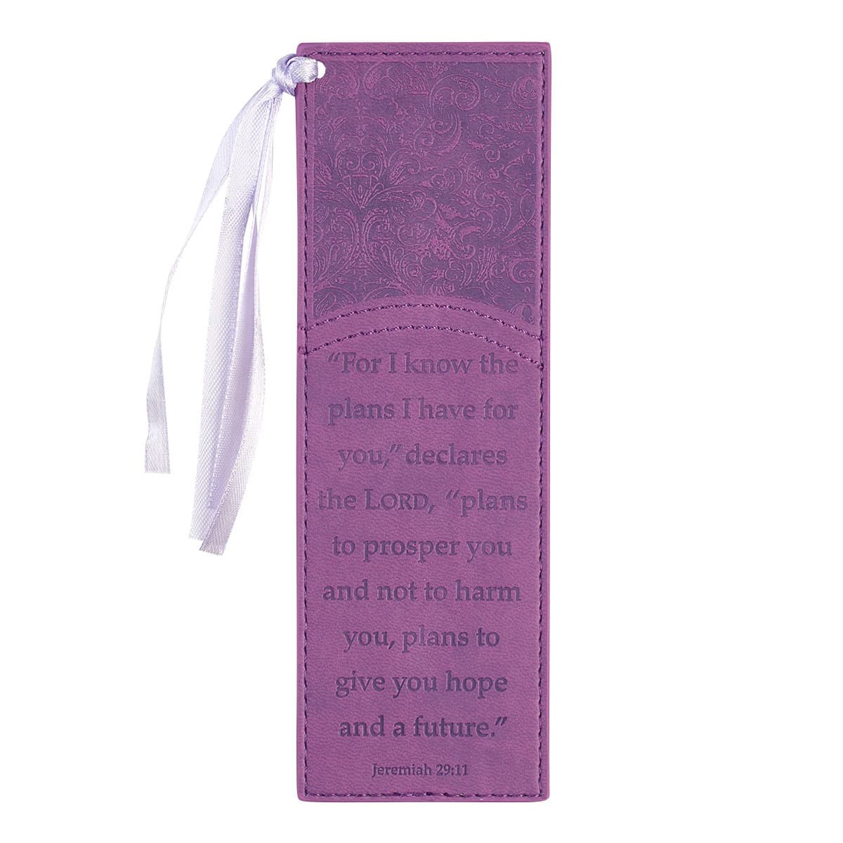 For I Know the Plans - Jeremiah 29:11 Purple Faux Leather Bookmark