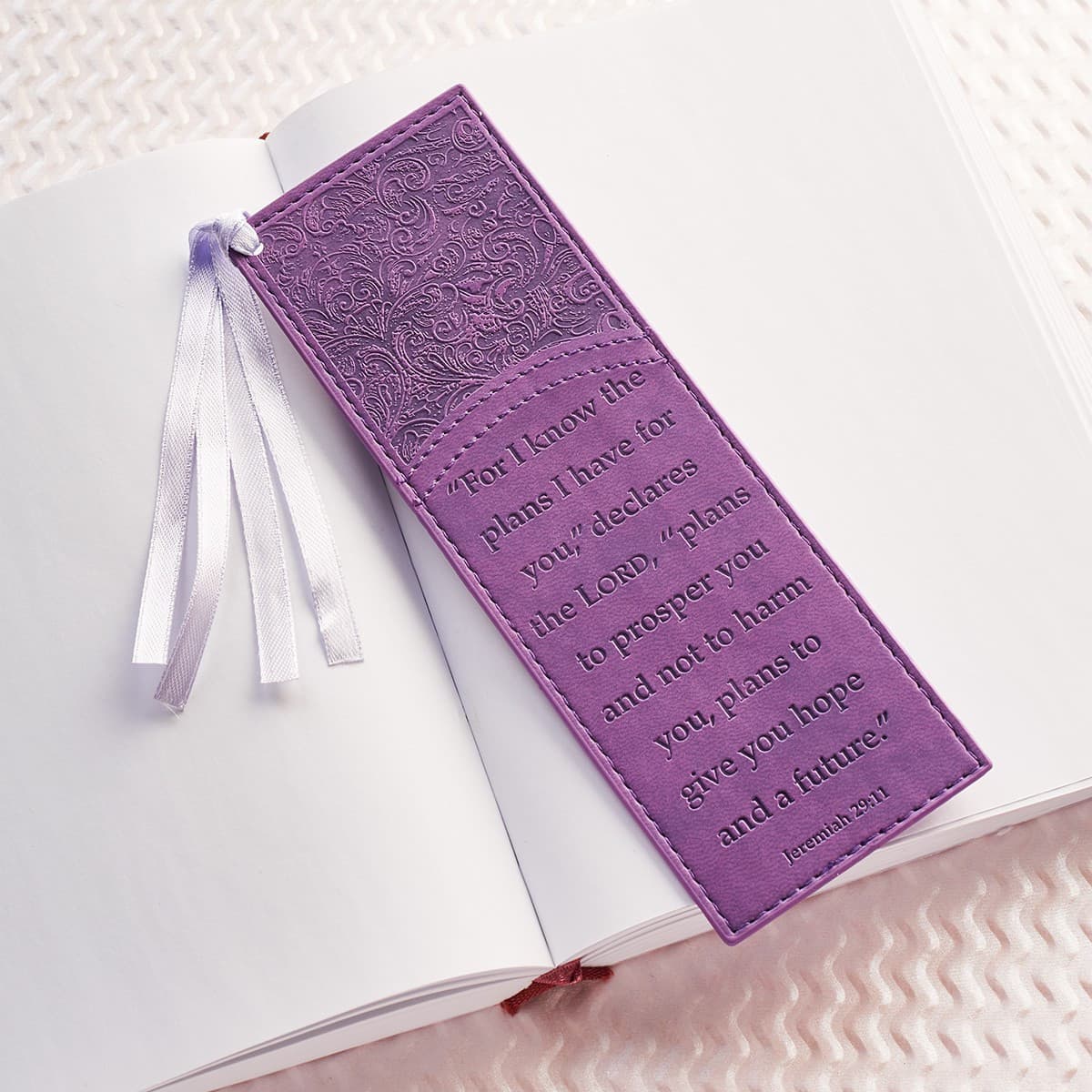 For I Know the Plans - Jeremiah 29:11 Purple Faux Leather Bookmark, picture 3