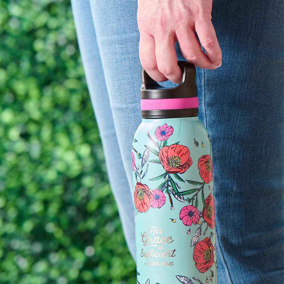 His Grace - 2 Corinthians 12:9 Stainless Steel Water Bottle, picture 5