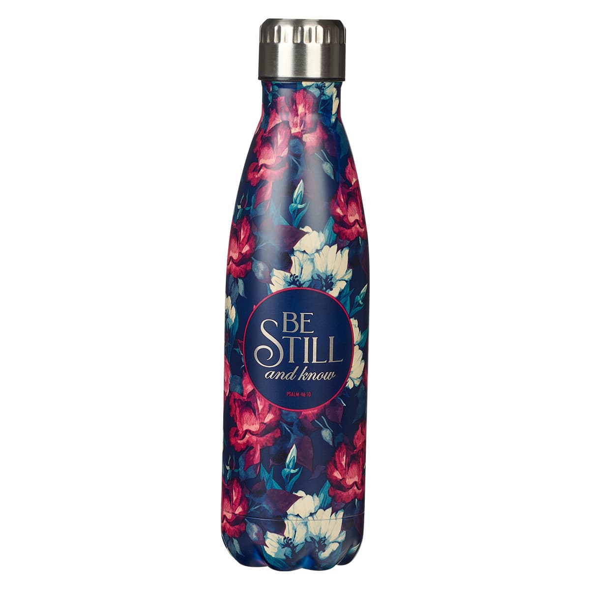 Be Still – Psalm 46:10 Vintage Floral Stainless Steel Water Bottle