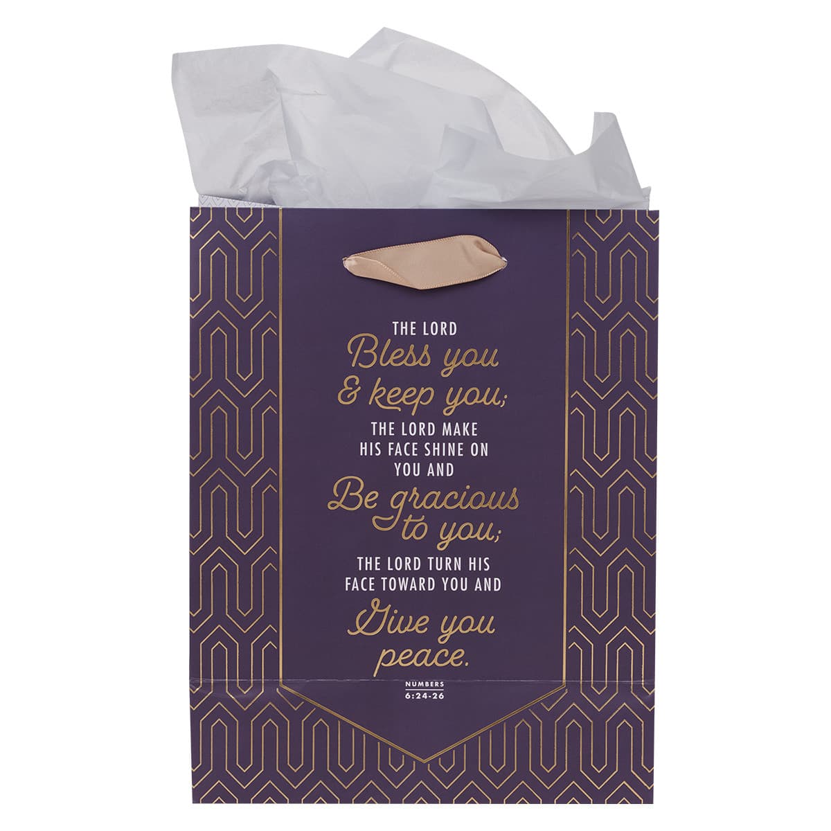 Bless You and Keep You - Numbers 6:24-26 Geometric Purple Medium Gift Bag, picture 2
