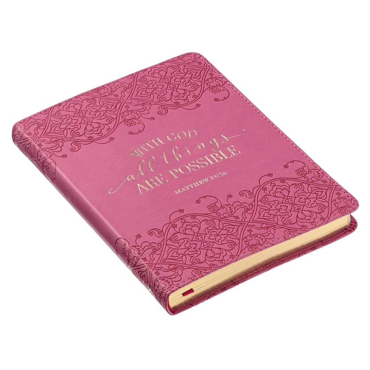 With God All Things Are Possible Pink Handy-Sized Faux Leather Journal, picture 4