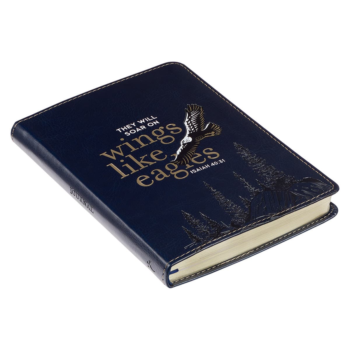 Wings Like Eagles - Isaiah 40:31 Navy Blue Handy-sized Faux Leather Journal, picture 4