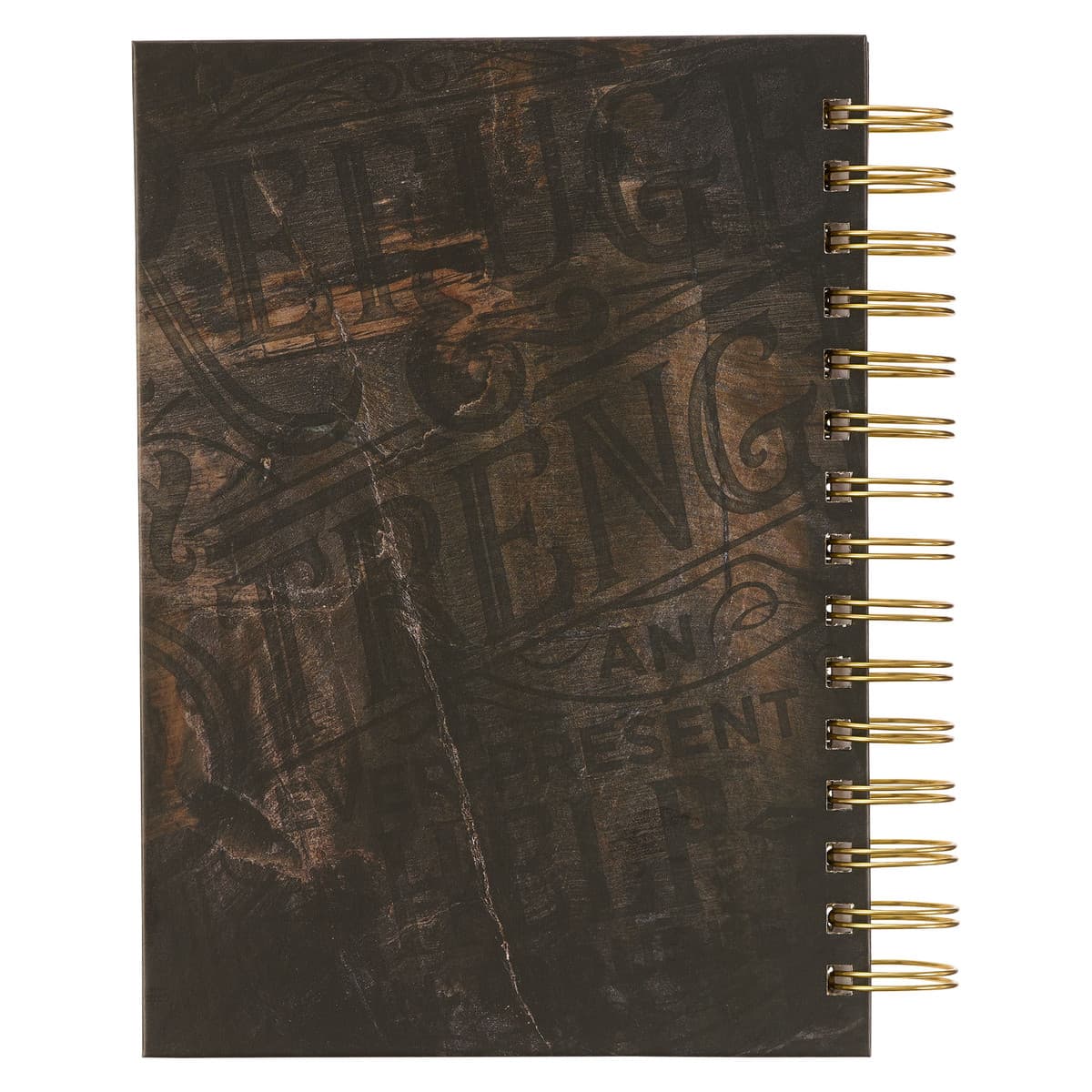 Refuge and Strength - Psalm 46:1 Brown and Black Woodgrain Wirebound Journal, picture 2