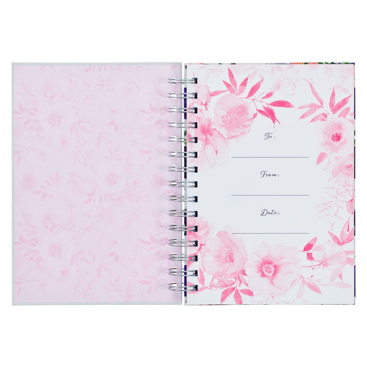Bless You and Keep You - Numbers 6:24-25 White and Pink Floral Wirebound Journal, picture 3