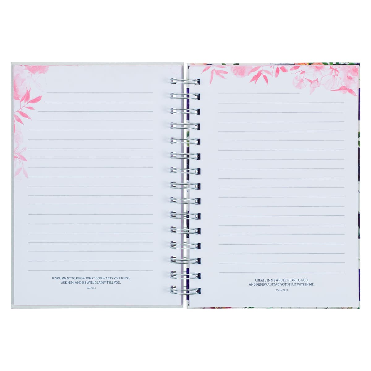 Bless You and Keep You - Numbers 6:24-25 White and Pink Floral Wirebound Journal, picture 4