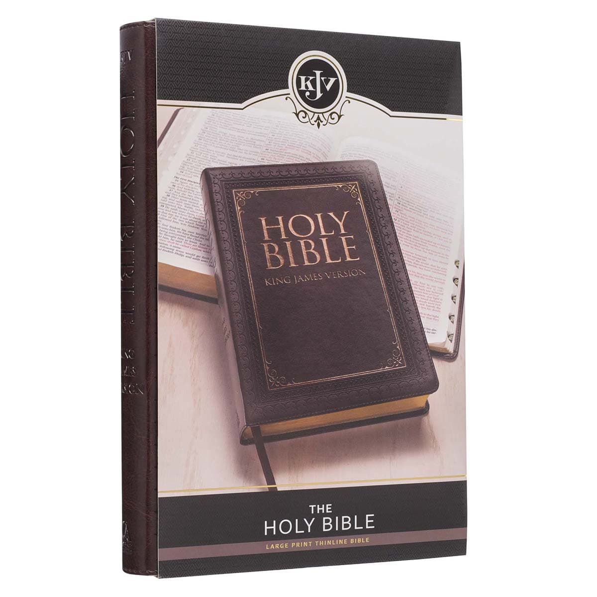 Dark Brown Faux Leather Large Print Thinline King James Version Bible with Thumb Index, picture 12