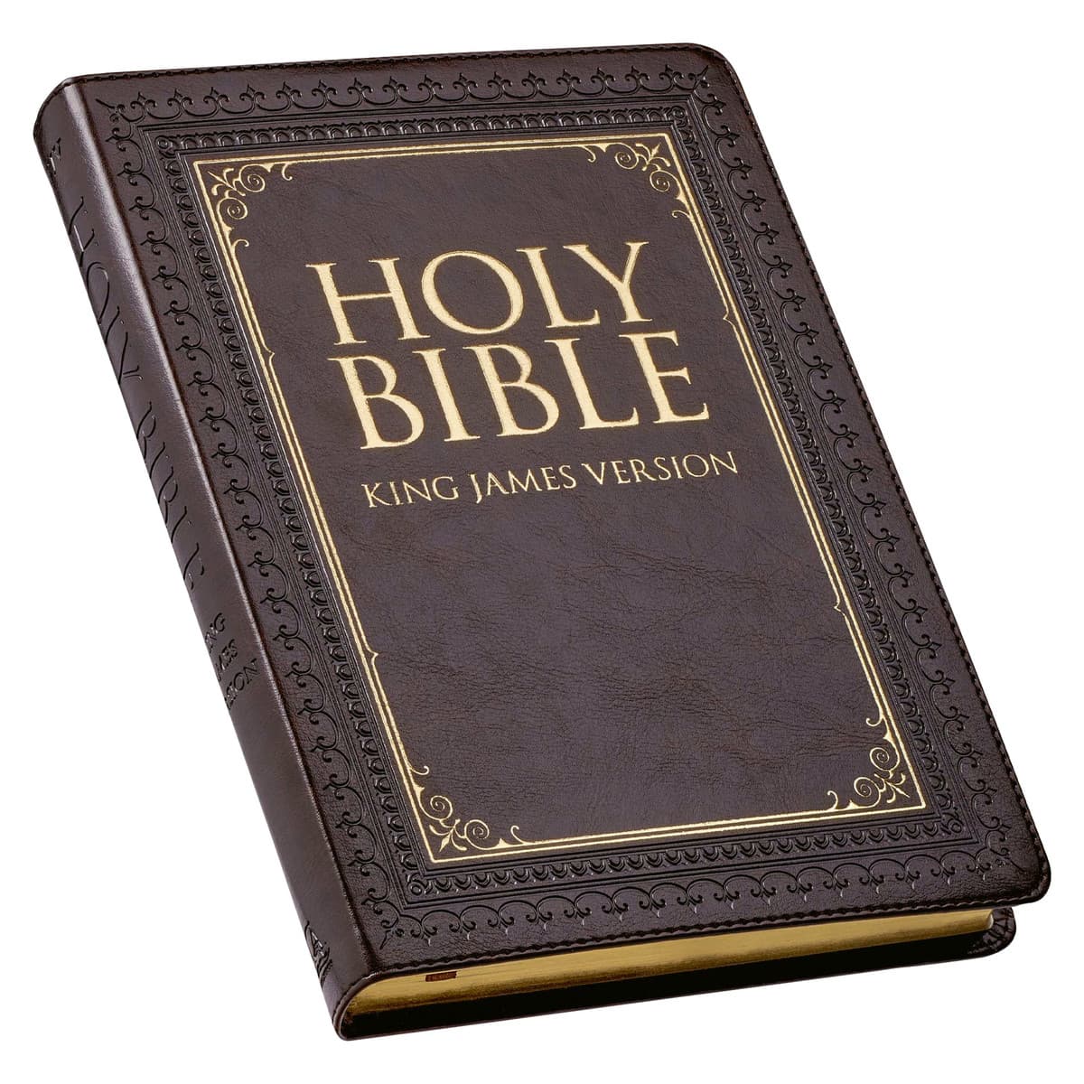 Dark Brown Faux Leather Large Print Thinline King James Version Bible with Thumb Index, picture 3