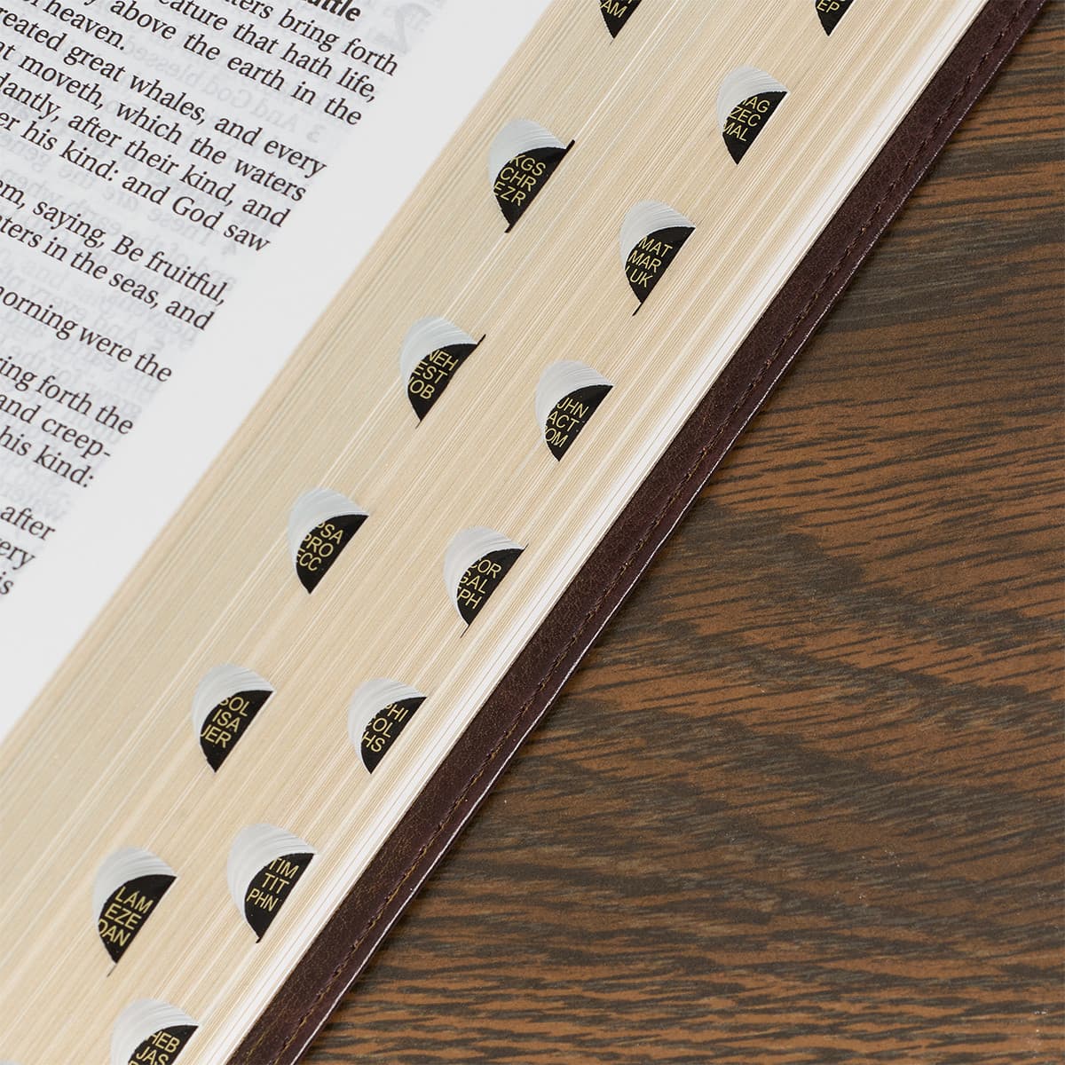 Dark Brown Faux Leather Large Print Thinline King James Version Bible with Thumb Index, picture 5