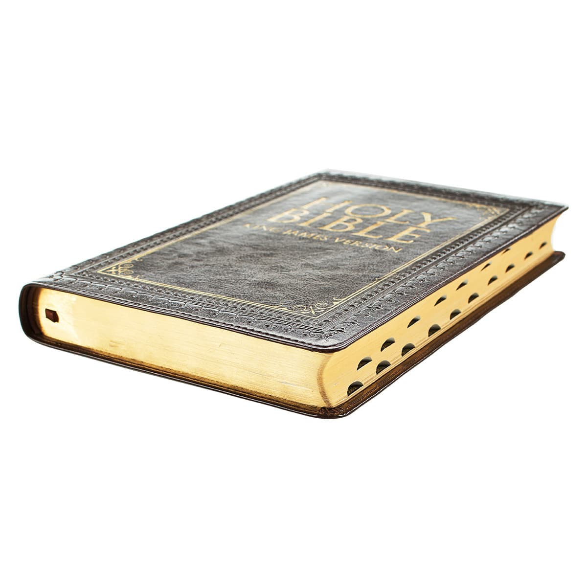 Dark Brown Faux Leather Large Print Thinline King James Version Bible with Thumb Index, picture 6