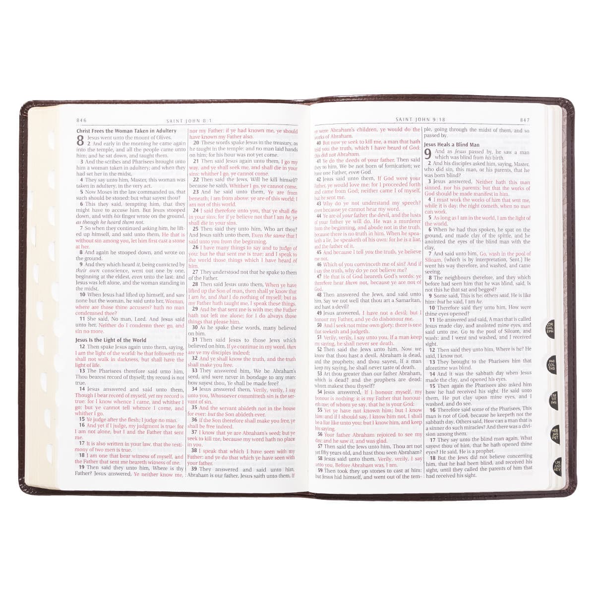 Dark Brown Faux Leather Large Print Thinline King James Version Bible with Thumb Index, picture 8