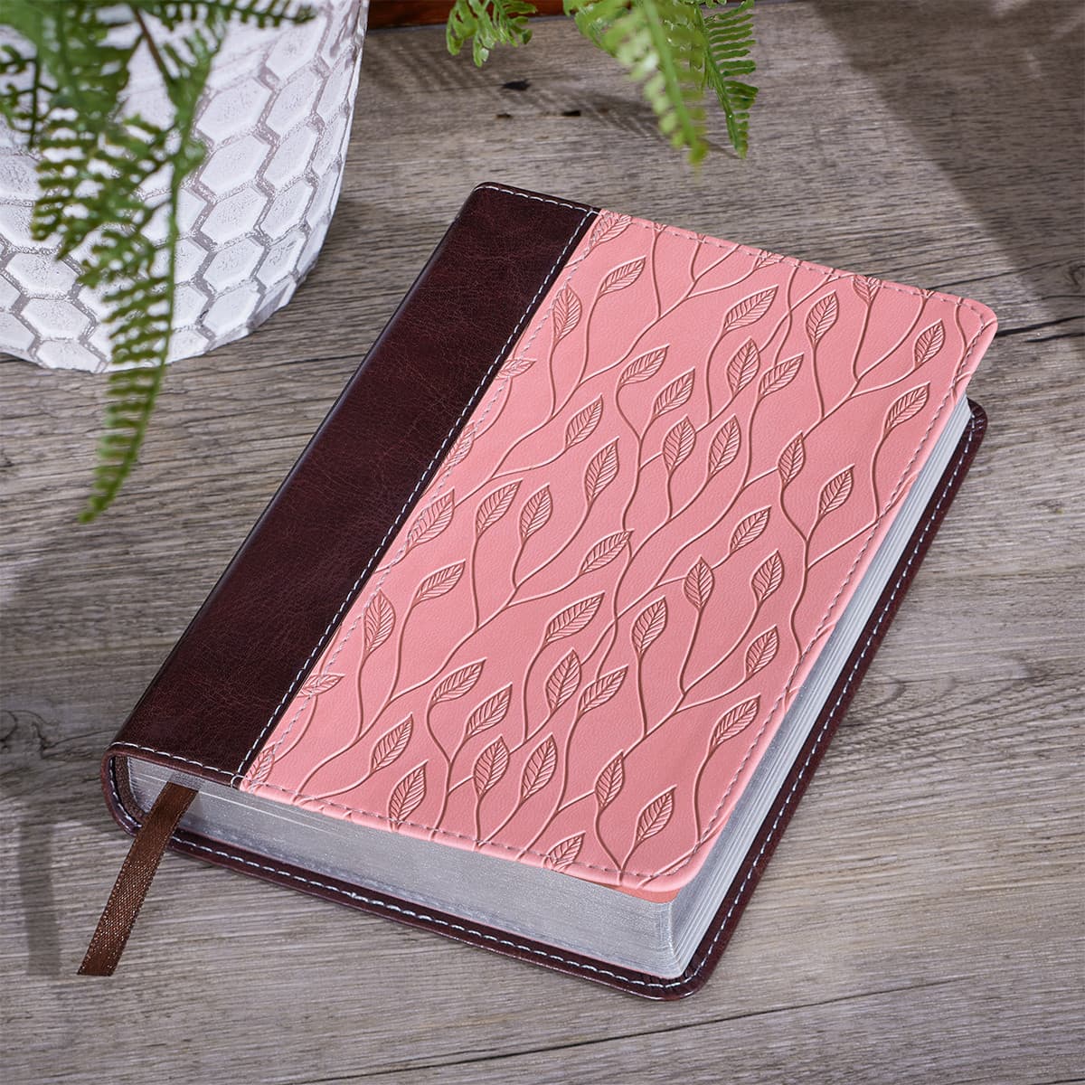 Burgundy and Pink Faux Leather Compact King James Version Bible, picture 9