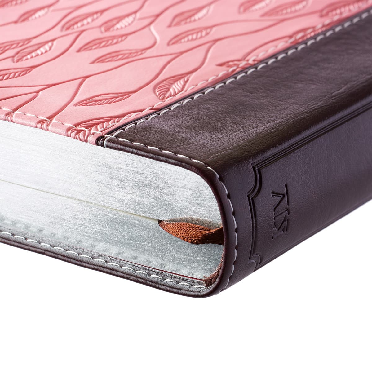Burgundy and Pink Faux Leather Compact King James Version Bible, picture 5