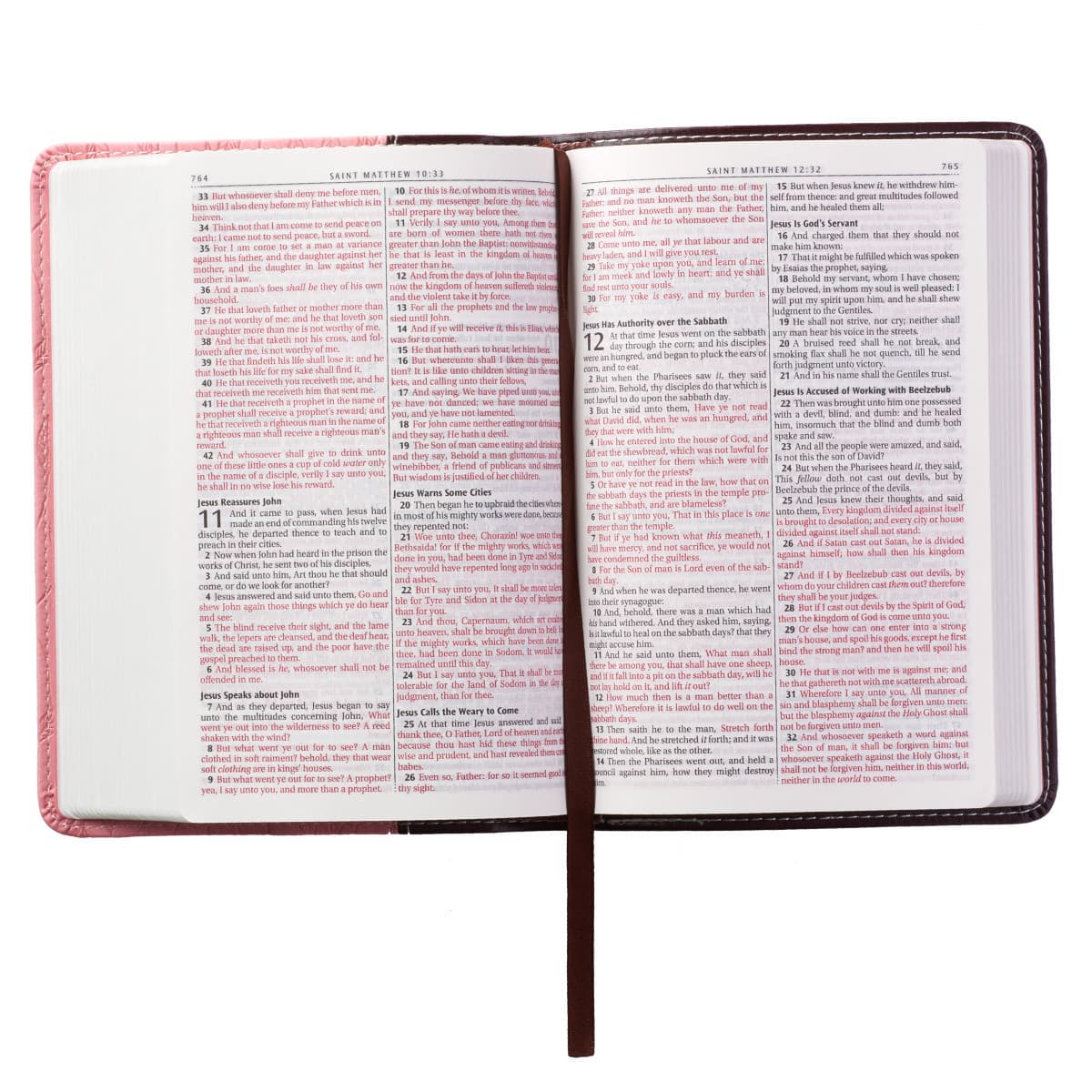 Burgundy and Pink Faux Leather Compact King James Version Bible, picture 6