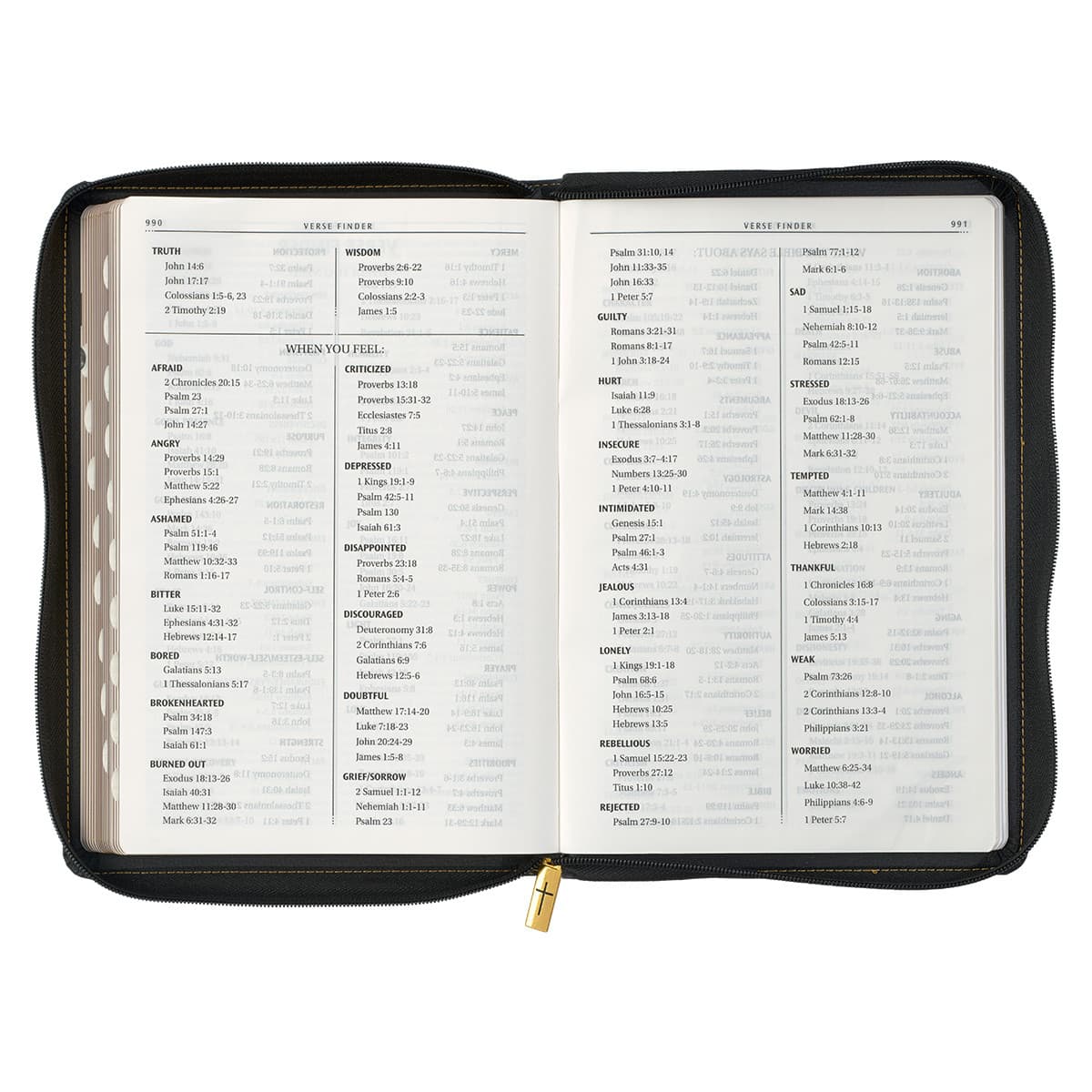 Black Faux Leather Large Print Thinline KJV Bible with Thumb Index and Zippered Closure, picture 10