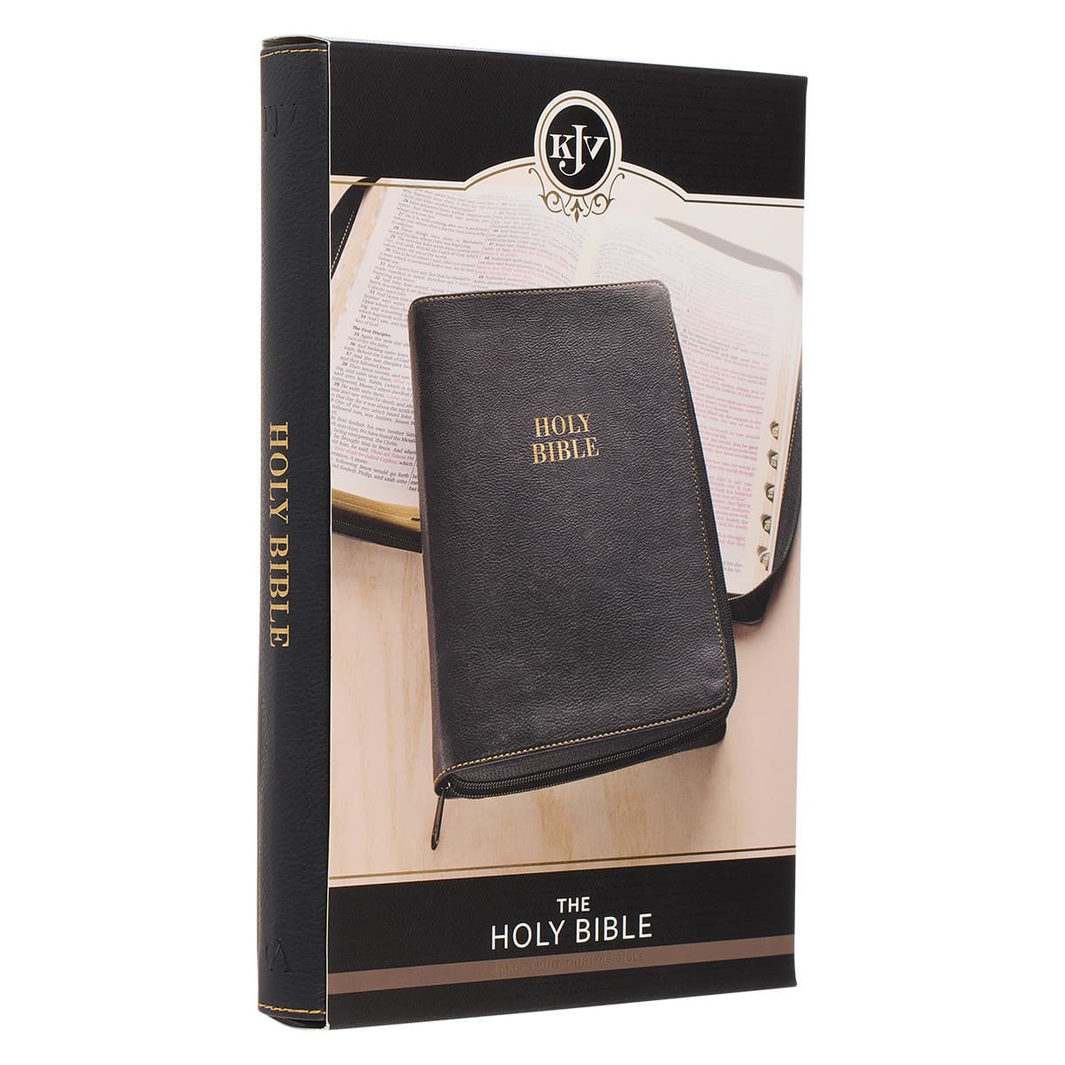 Black Faux Leather Large Print Thinline KJV Bible with Thumb Index and Zippered Closure, picture 12