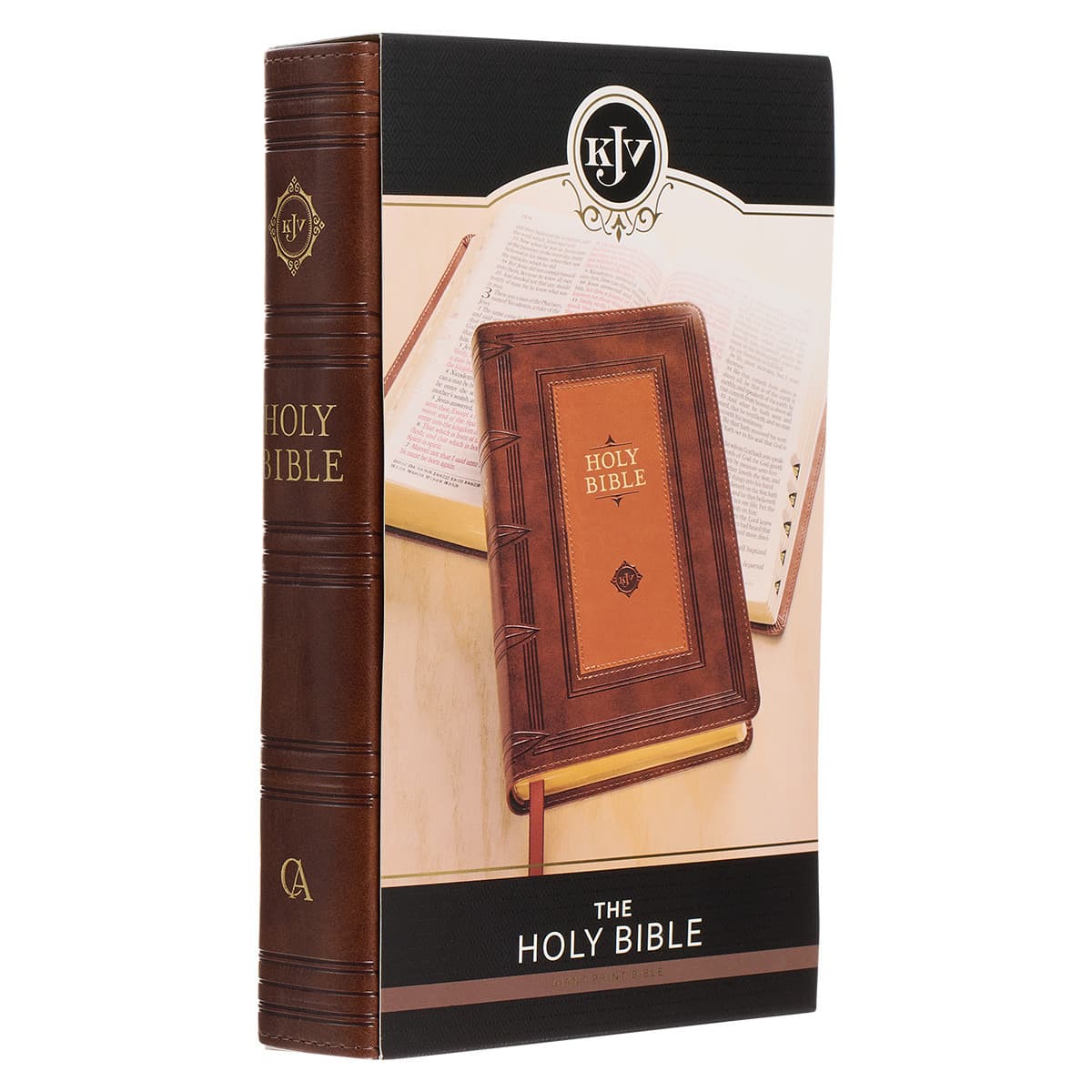 Saddle Tan and Butterscotch Faux Leather Giant Print Standard-size King James Version Bible with Thumb Indexing, picture 12