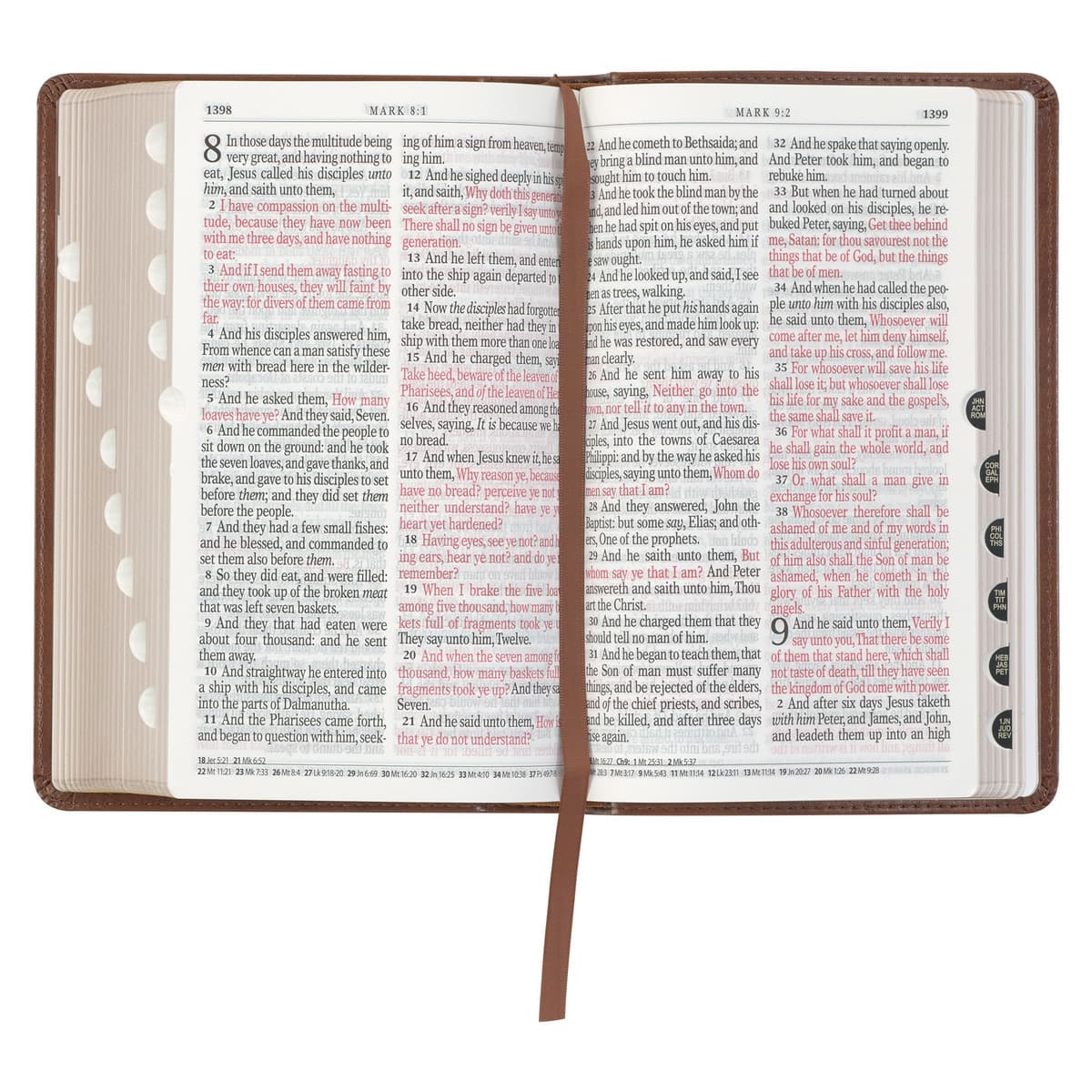 Saddle Tan and Butterscotch Faux Leather Giant Print Standard-size King James Version Bible with Thumb Indexing, picture 7