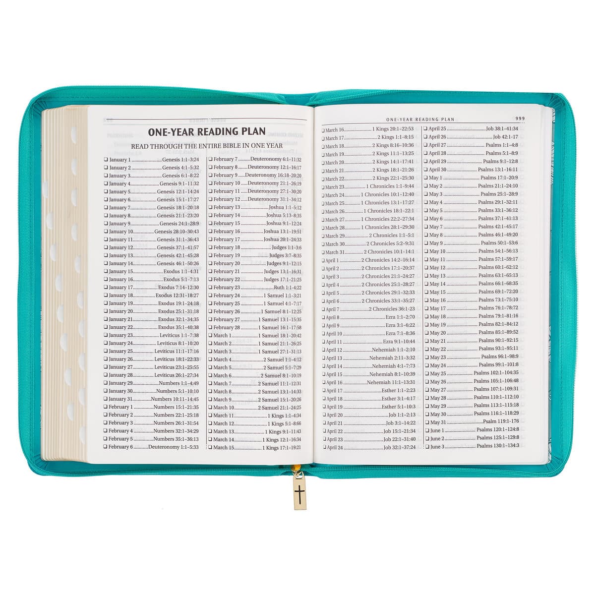 Vibrant Teal Faux Leather Large Print Thinline King James Version Bible with Zippered Closure and Thumb Index, picture 7