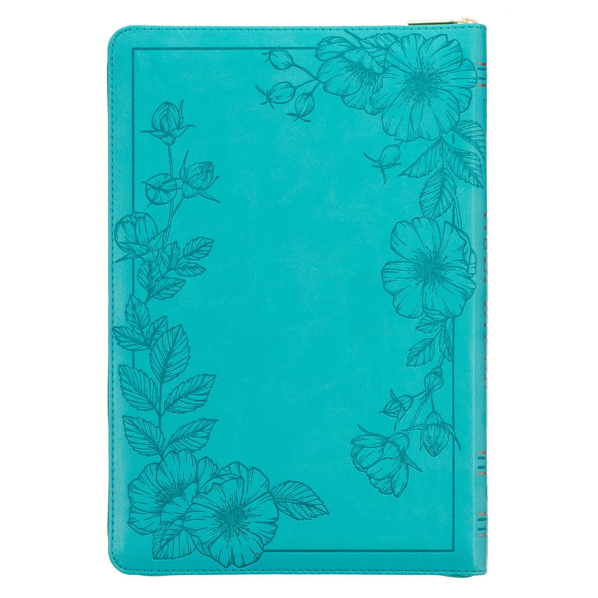 Vibrant Teal Faux Leather Large Print Thinline King James Version Bible with Zippered Closure and Thumb Index, picture 2