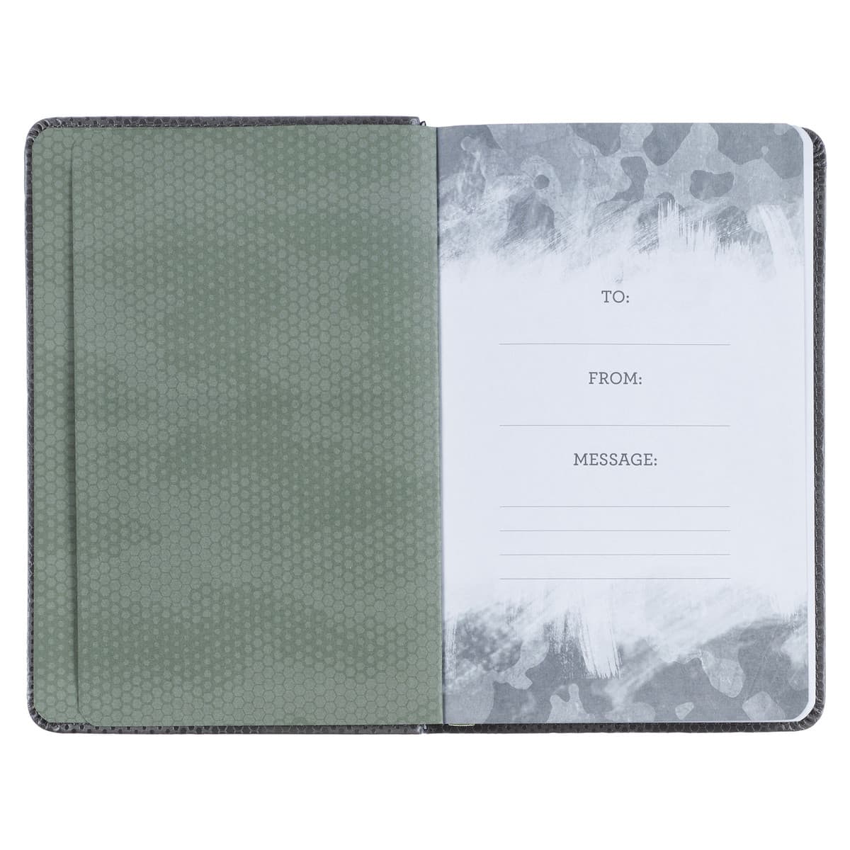 Brown Camo Faux Leather Pocket Devotional for Guys, picture 4